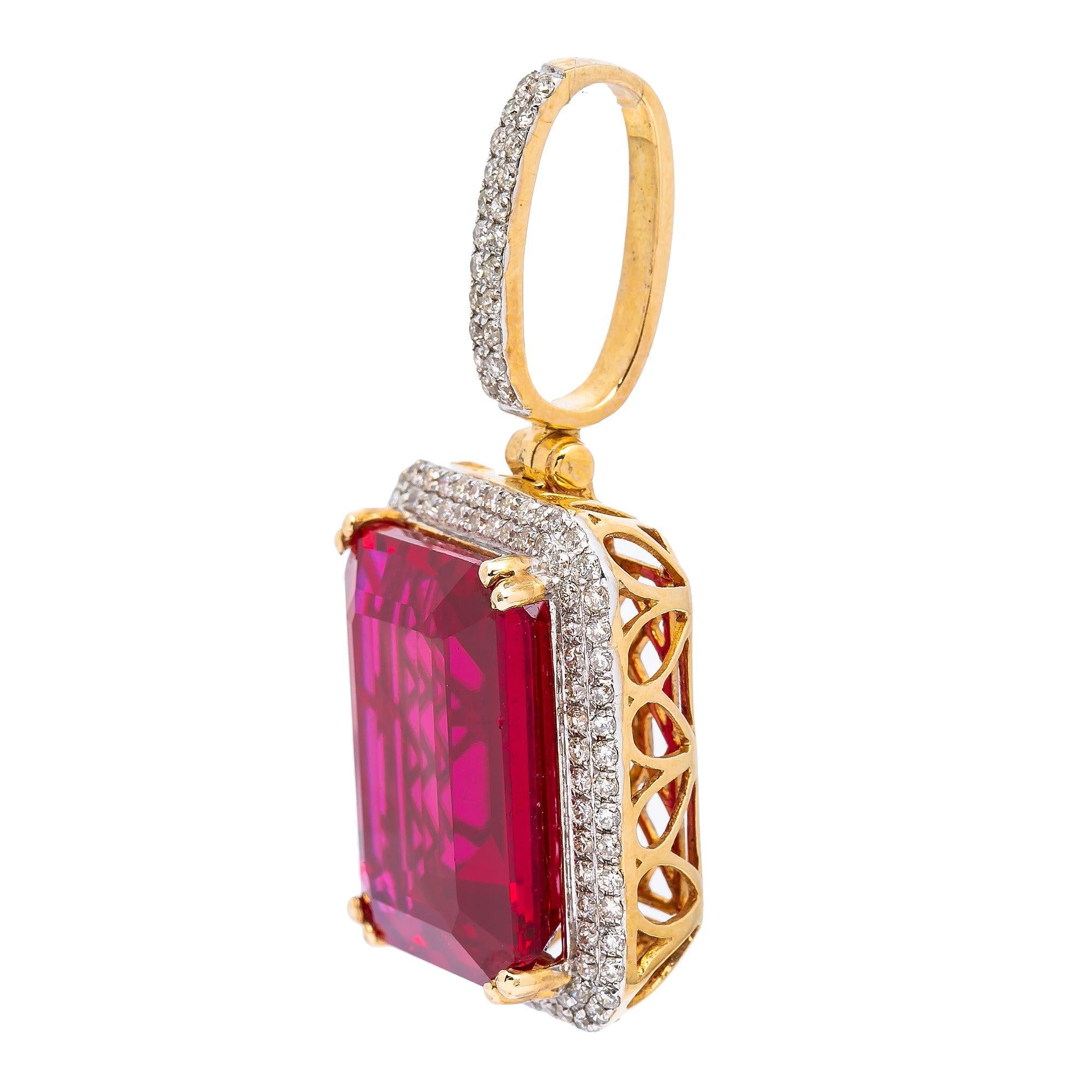 10K YELLOW GOLD RUBY PENDANT WITH 1.15 CT DIAMONDS