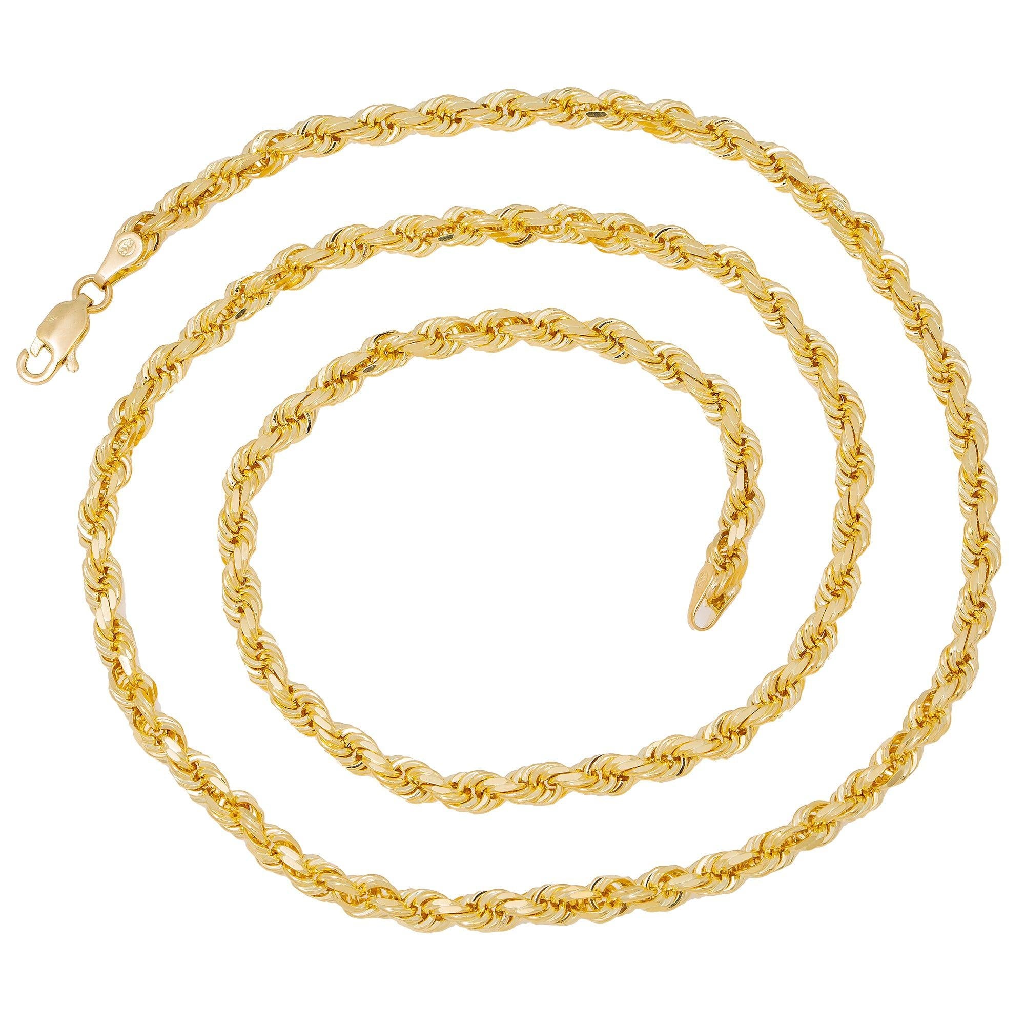 10K Yellow Gold 3.5mm Solid Rope Chain Available In Sizes 18"-26"