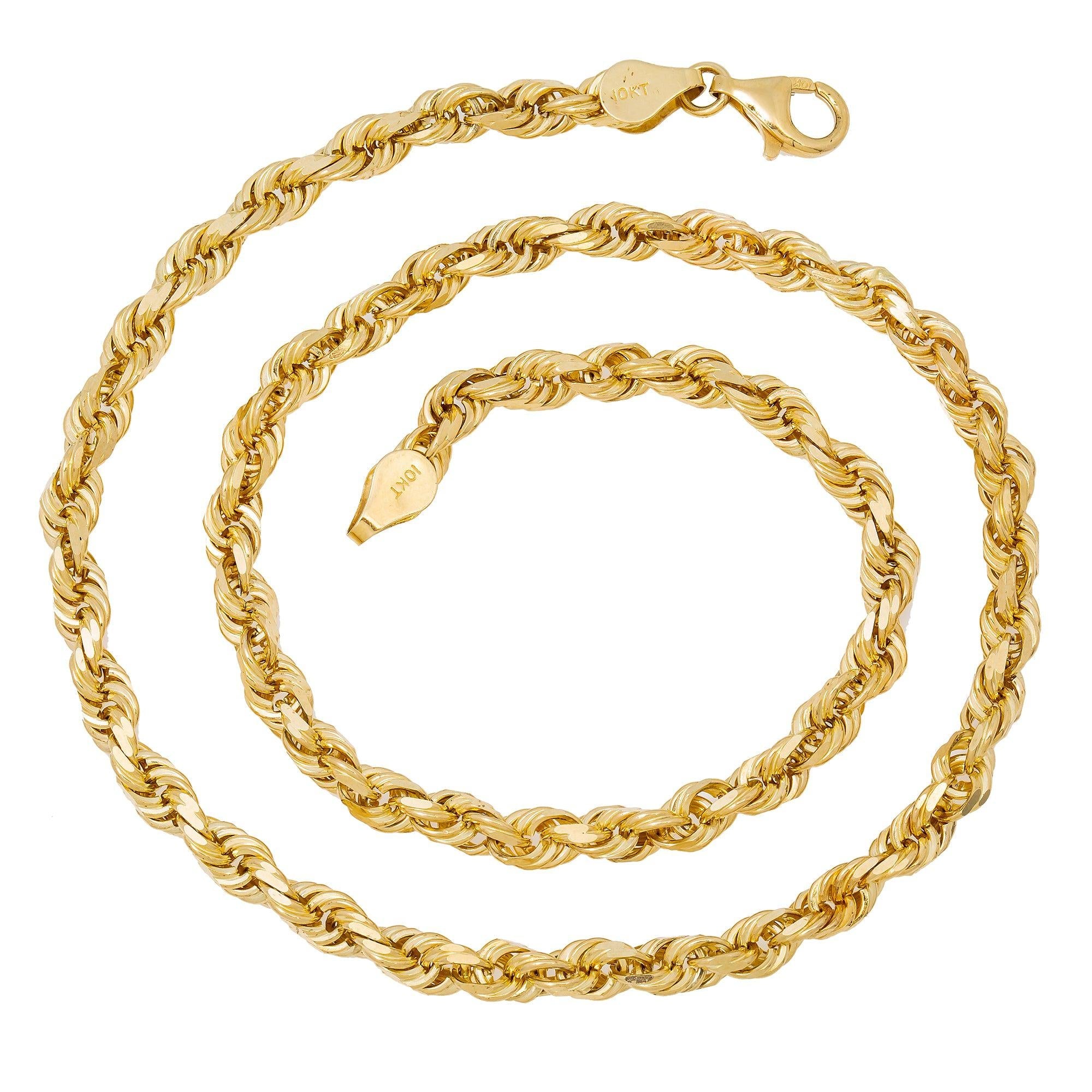 10K Yellow Gold 4.63mm Solid Rope Chain Available In Sizes 16"-26"