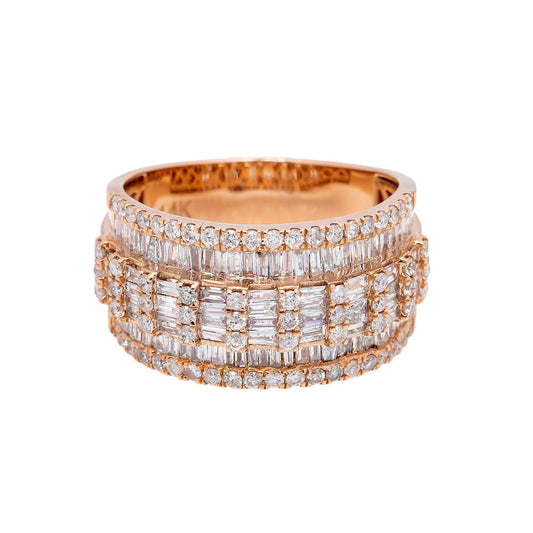 14K GOLD ROUND AND BAGUETTE DIAMOND HALF-BAND RING 2.12 CT