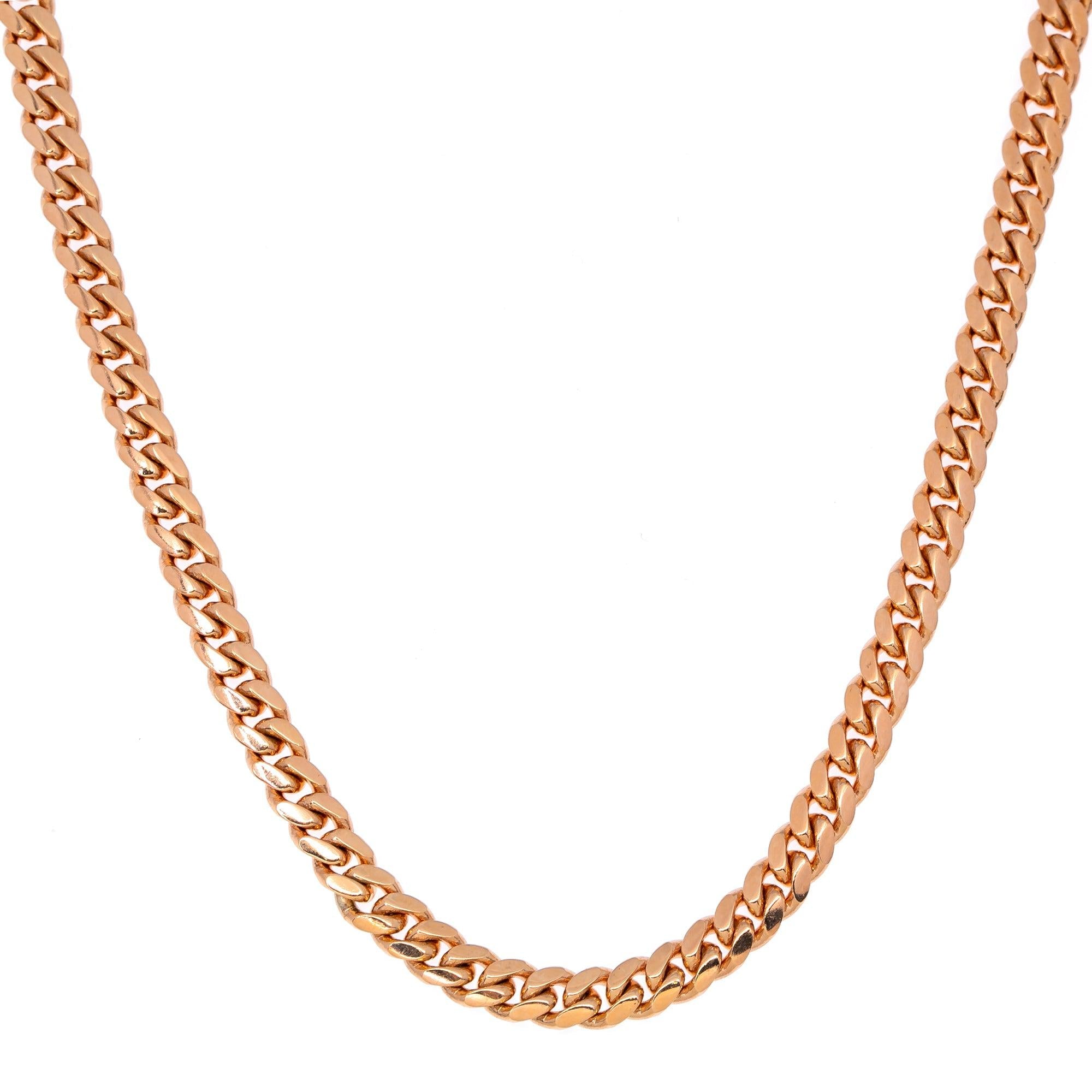 10k Rose Gold 5mm Solid Miami Cuban Chain Available In Sizes 16"-26"
