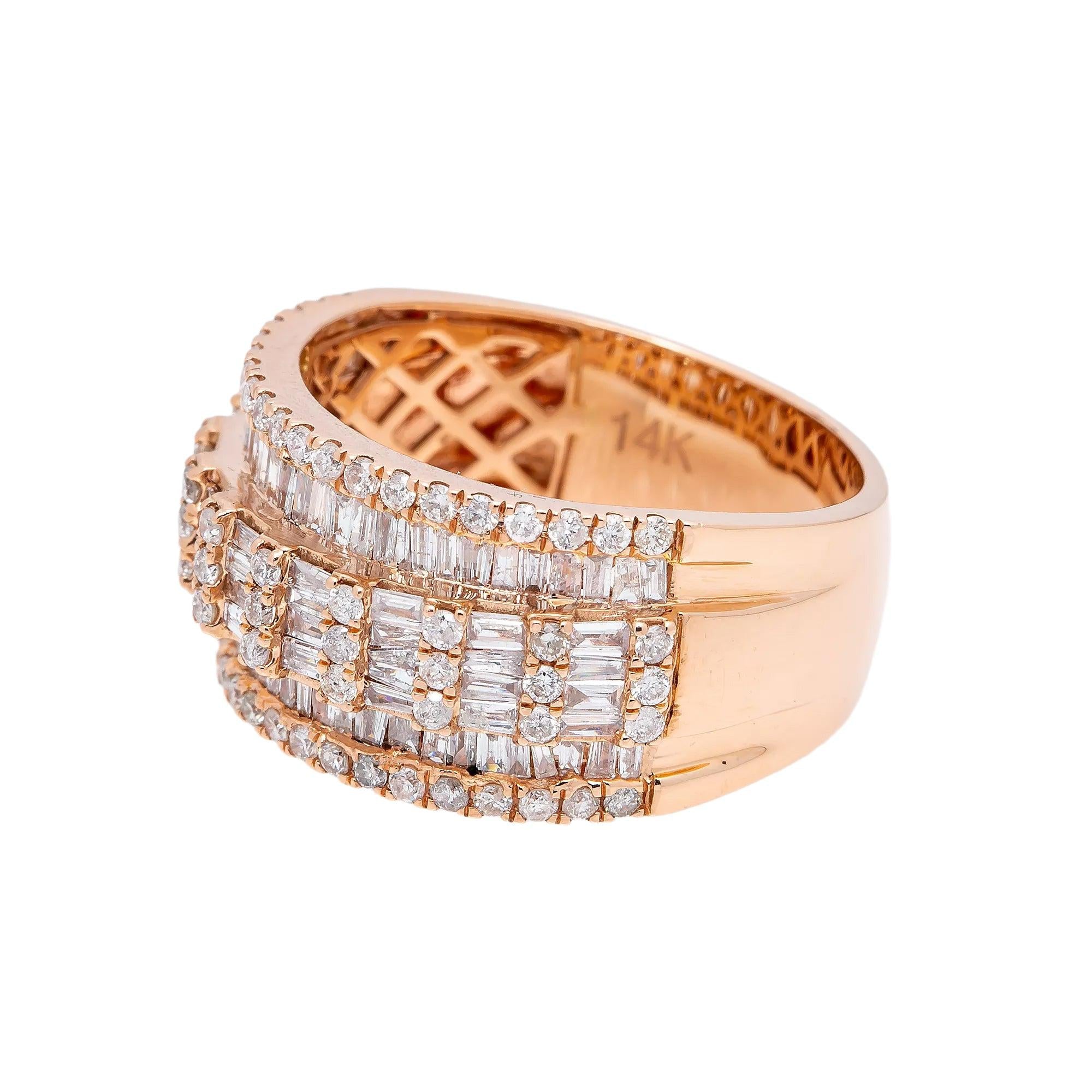 14K GOLD ROUND AND BAGUETTE DIAMOND HALF-BAND RING 2.12 CT