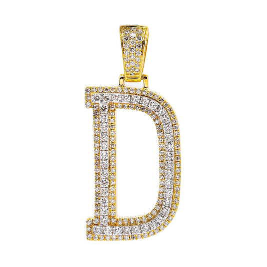 10K YELLOW GOLD LETTER D PENDANT WITH 1.65 CT DIAMONDS