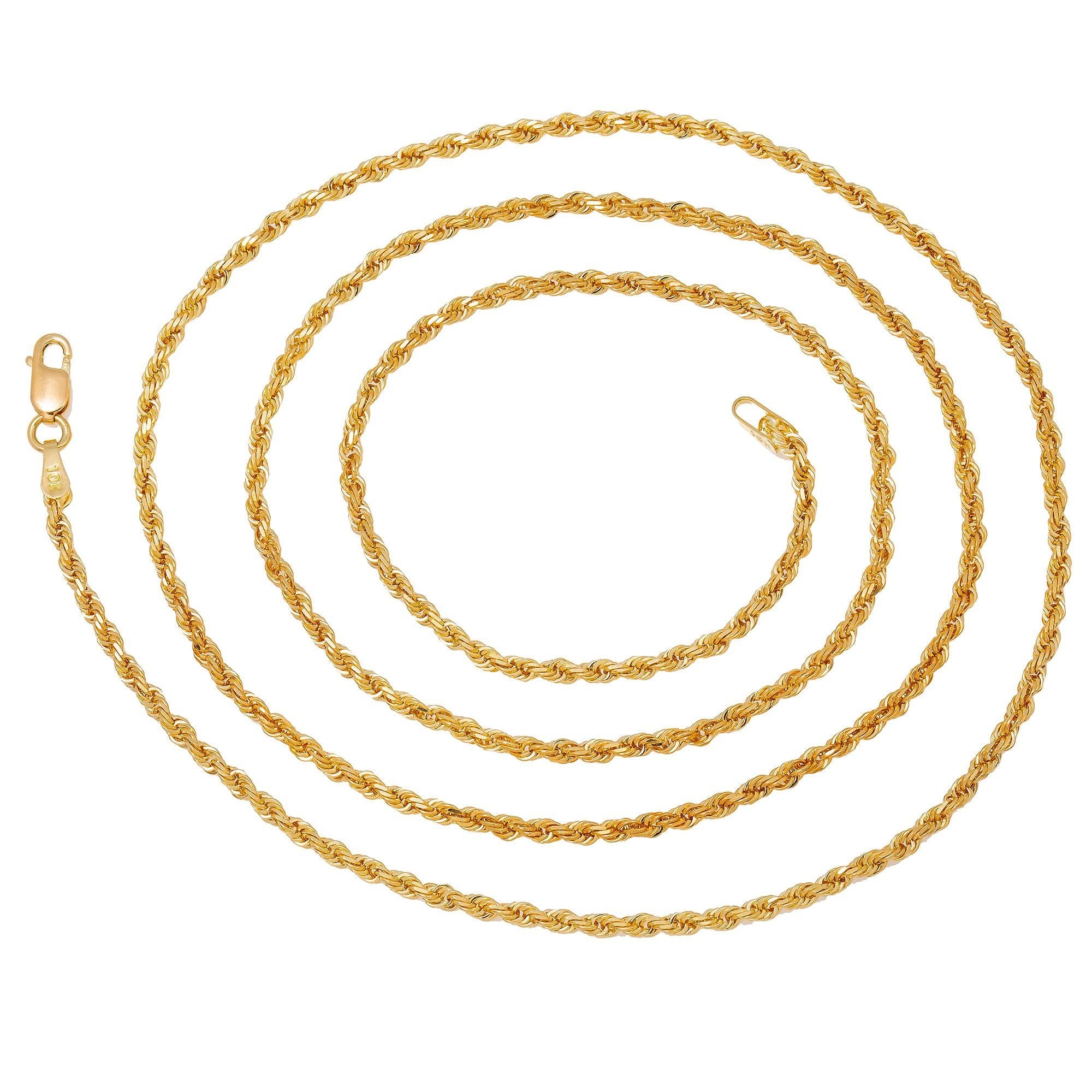 10K Yellow Gold 1.04mm Solid Rope Chain Available In Sizes 18"-26"