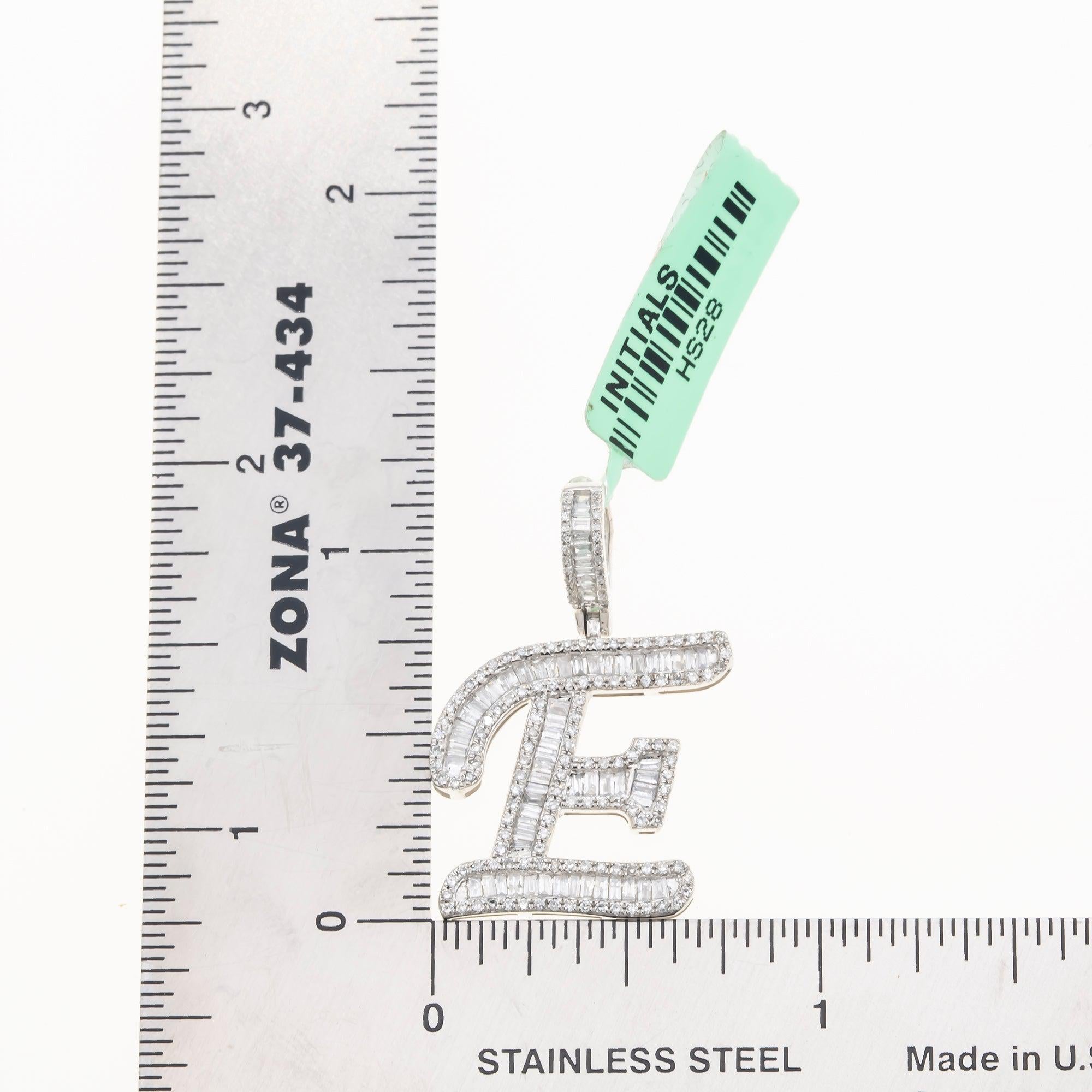 10K GOLD BAGUETTE AND ROUND DIAMOND INITIAL E PENDANT 0.50 CT