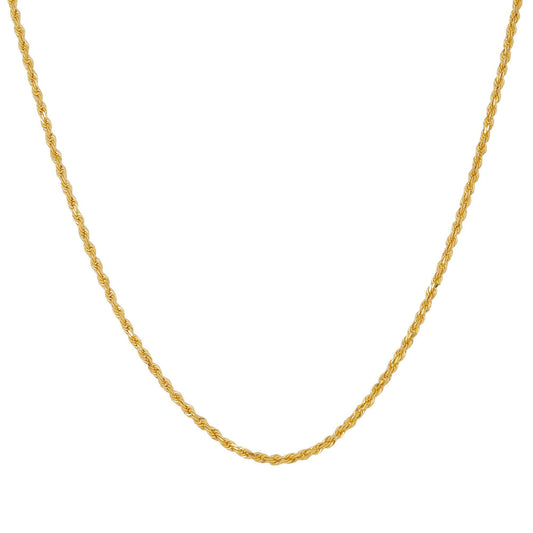 10K Yellow Gold 1.5mm Solid Rope Chain Available In Sizes 16"-26"