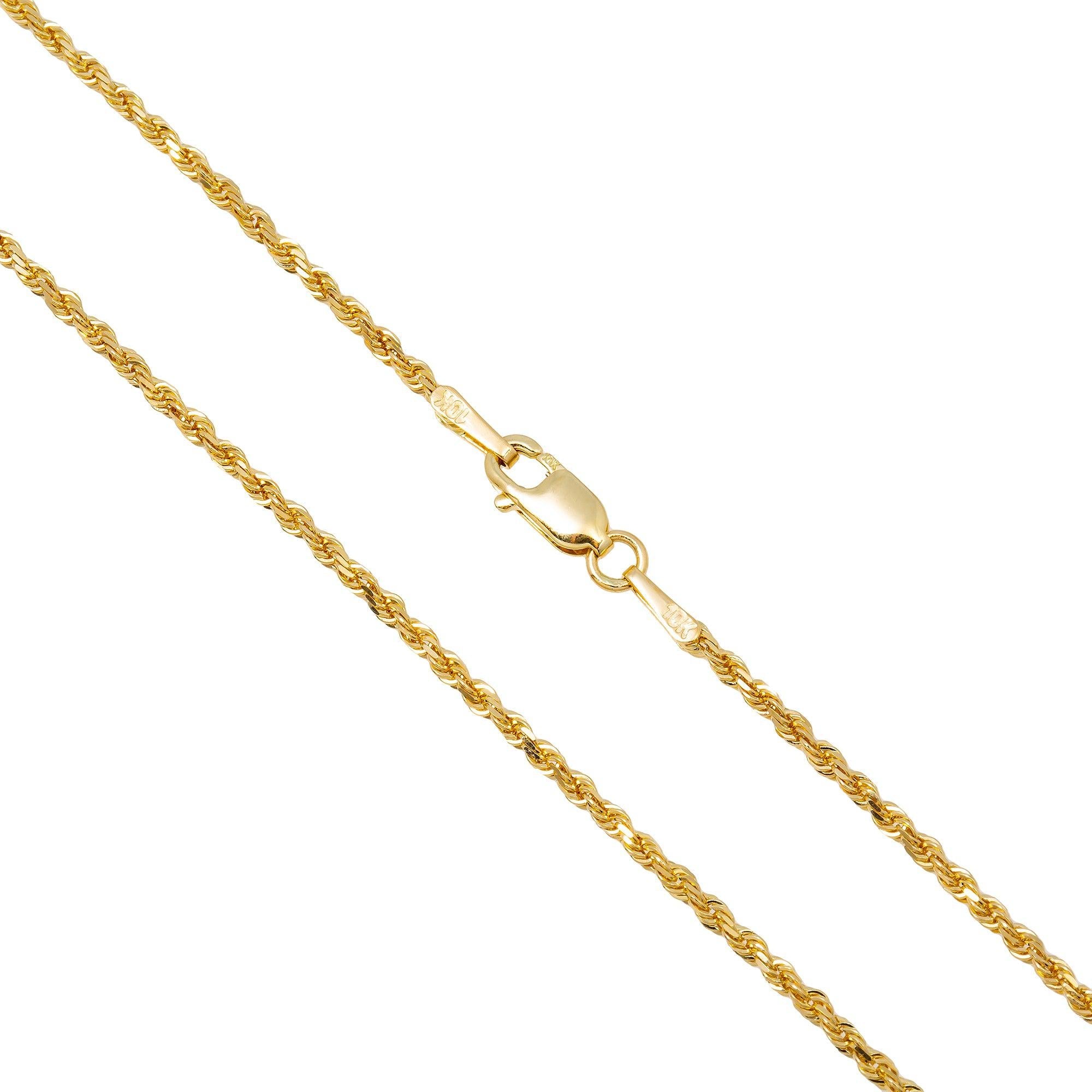 10K Yellow Gold 1.5mm Solid Rope Chain Available In Sizes 16"-26"