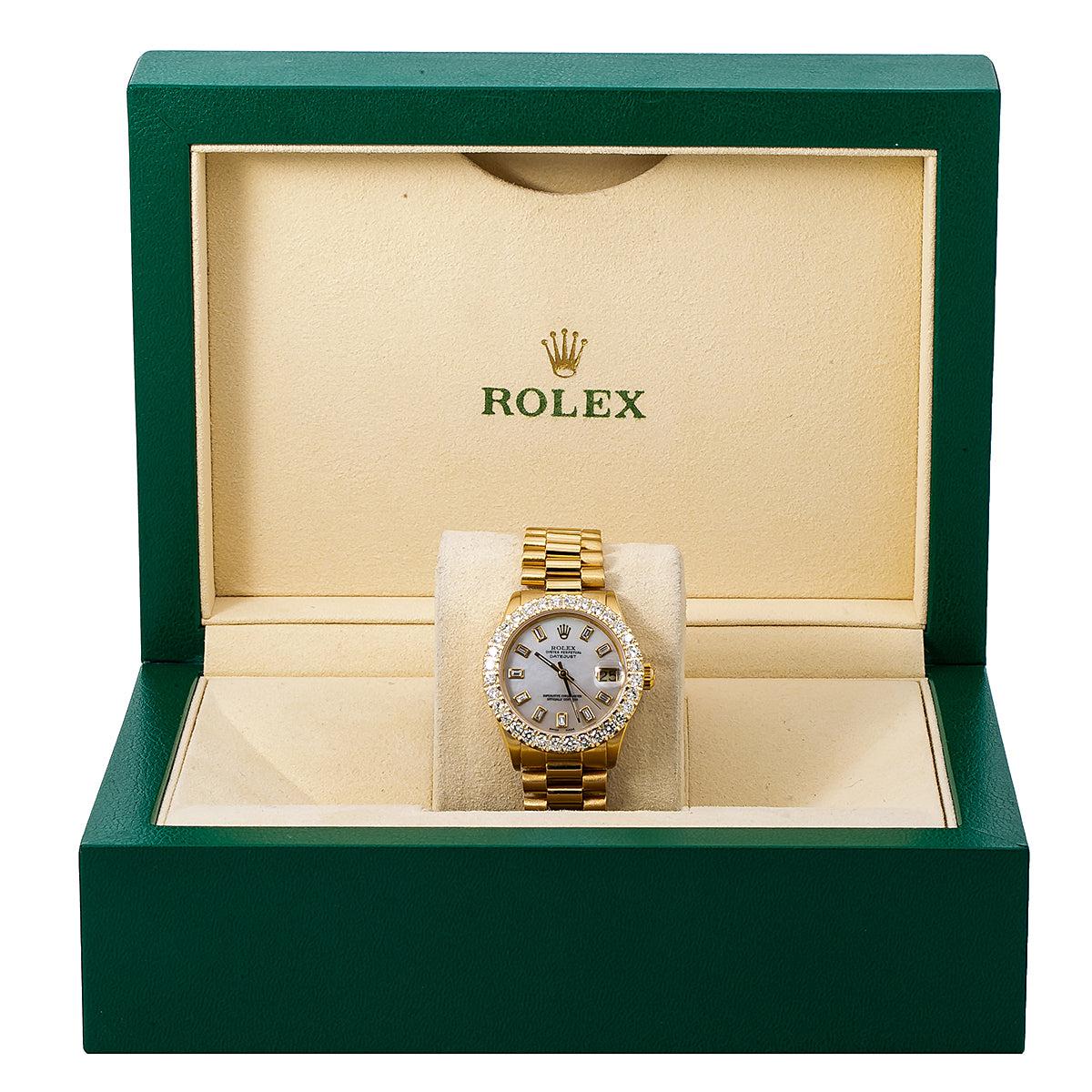 Rolex Datejust Diamond Watch, 6827 31mm, Silver Diamond Dial With 2.25 CT Diamonds