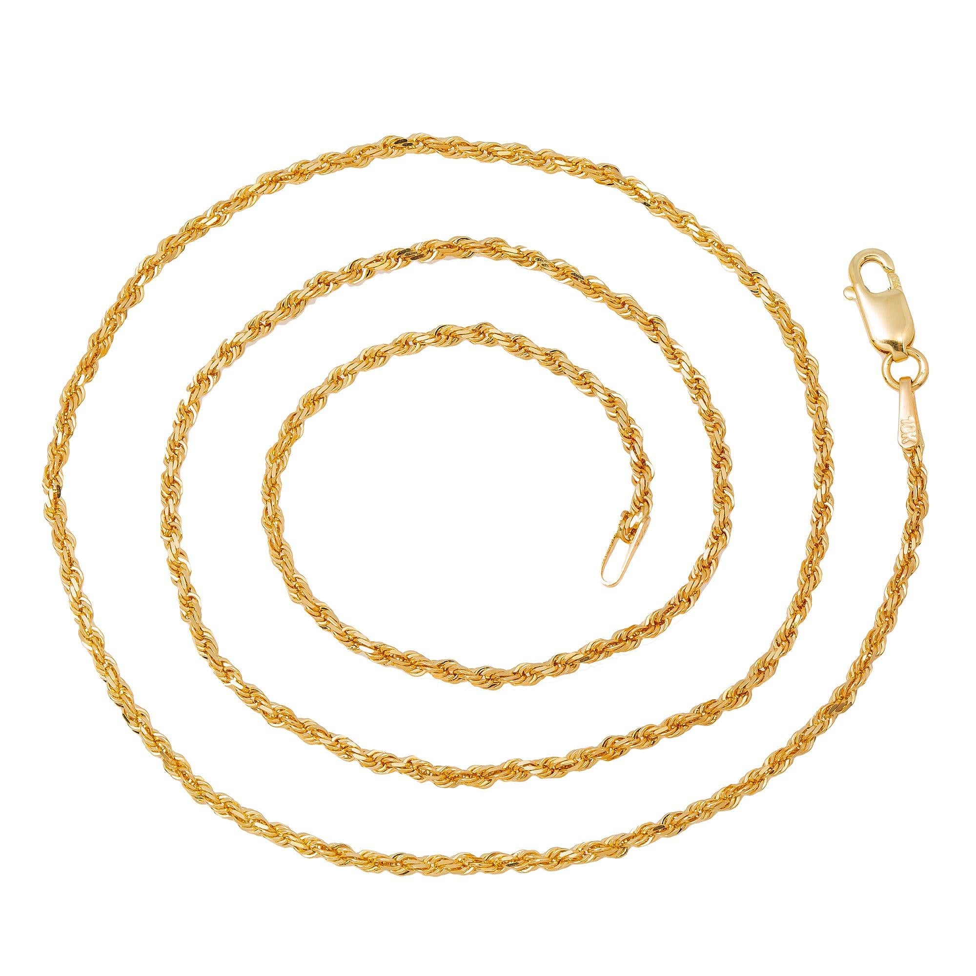 10K Yellow Gold 1.5mm Solid Rope Chain Available In Sizes 16"-26"