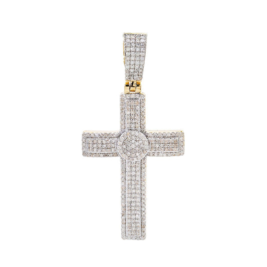 Unisex 14K Yellow Gold Cross Pendant with 0.82 CT Diamonds