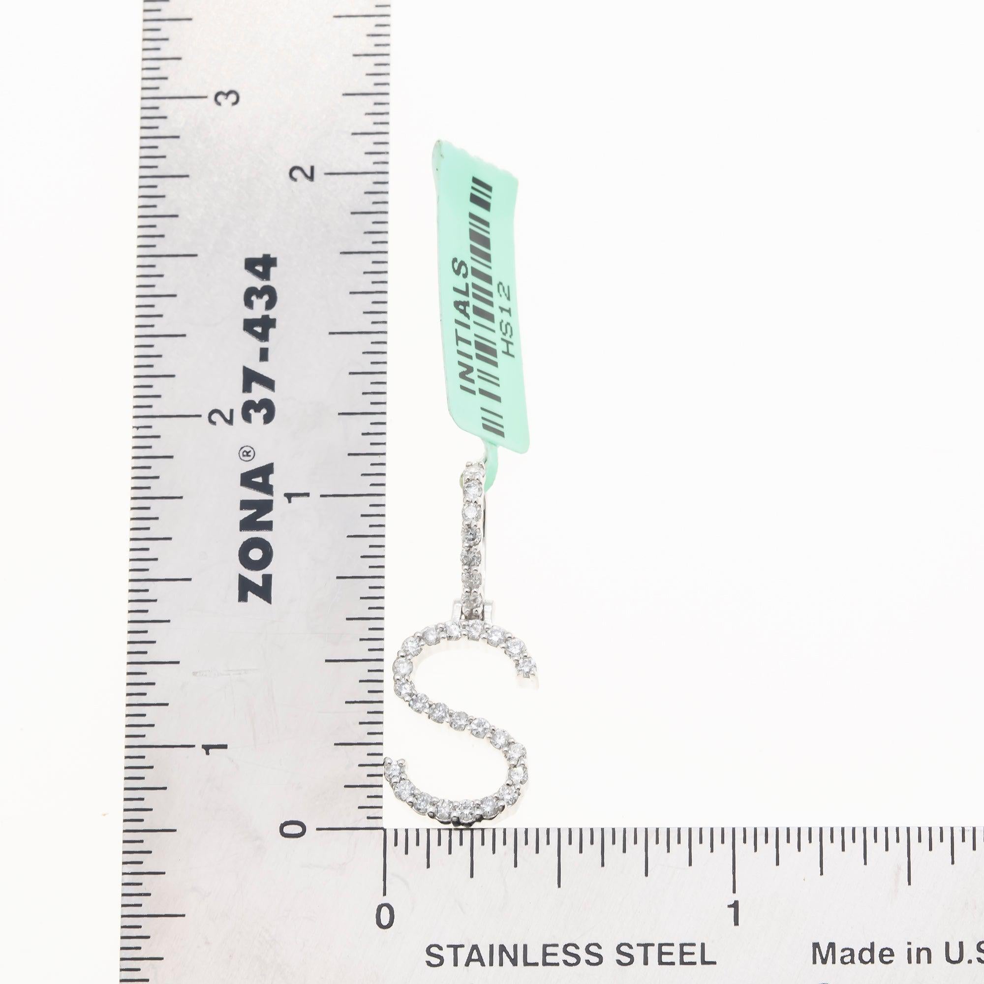 10K GOLD ROUND DIAMOND INITIAL S PENDANT 0.50 CT