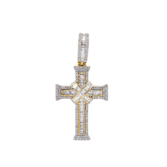 Unisex 14K Yellow Gold Cross Pendant with 0.69 CT Diamonds