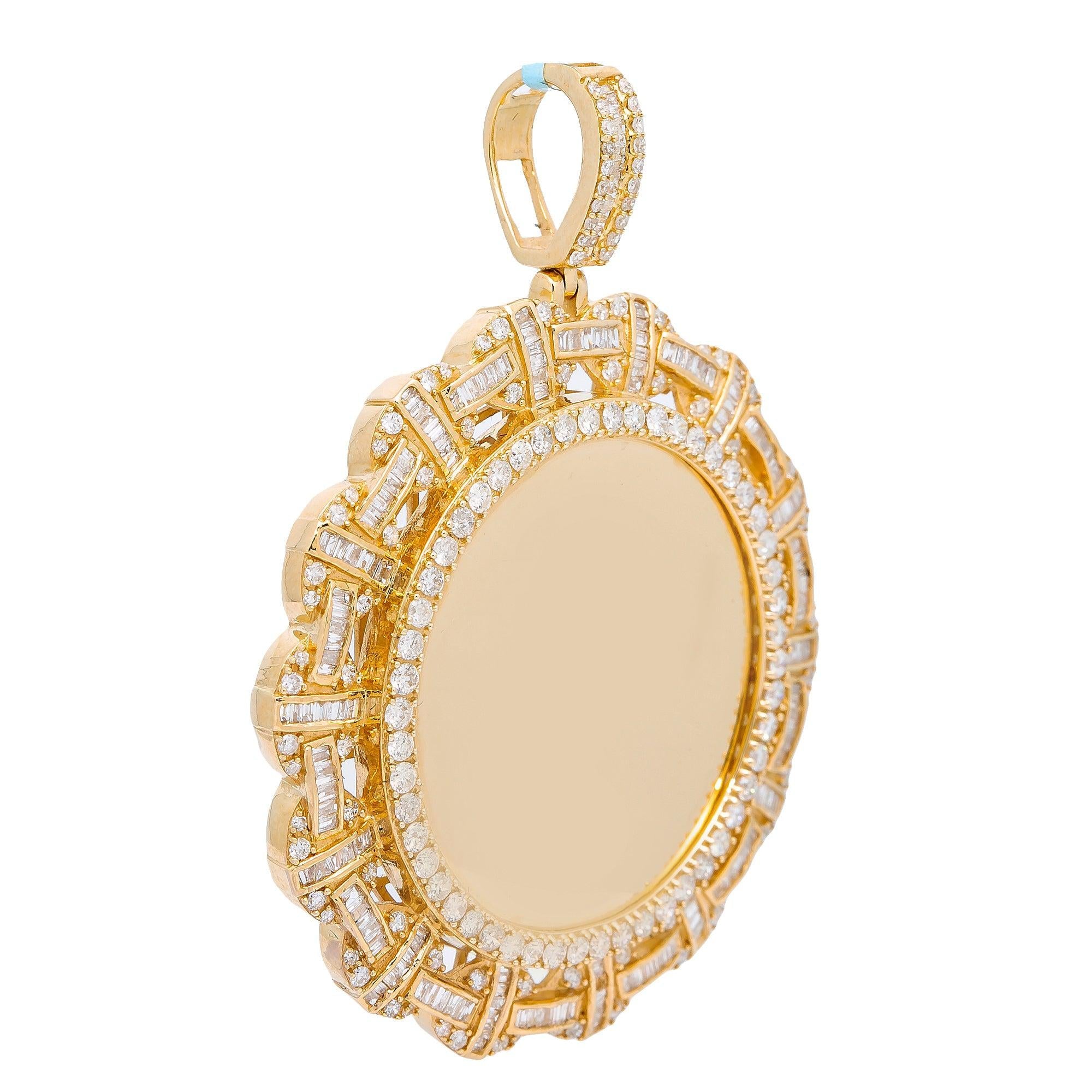14K YELLOW GOLD CUSTOM DIAMOND PICTURE PENDANT 3.28 CT