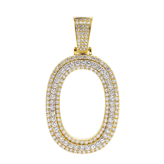10K YELLOW GOLD LETTER O PENDANT WITH 3.60 CT DIAMONDS