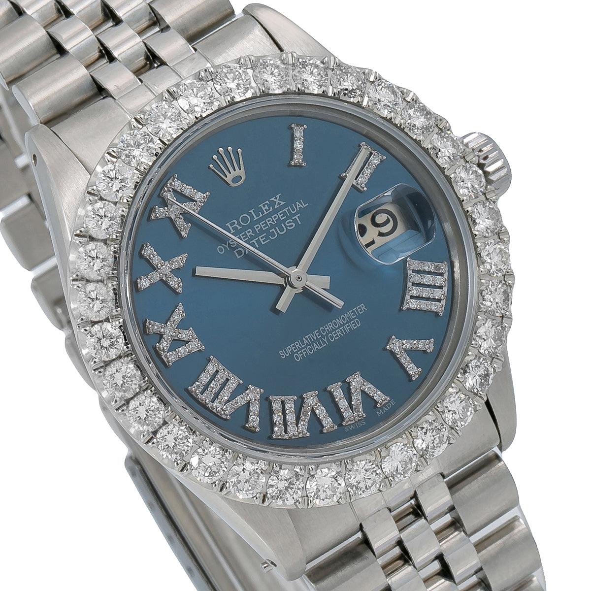Rolex Datejust Diamond Watch, 31mm, Blue Diamond Dial With 2.40 CT Diamonds