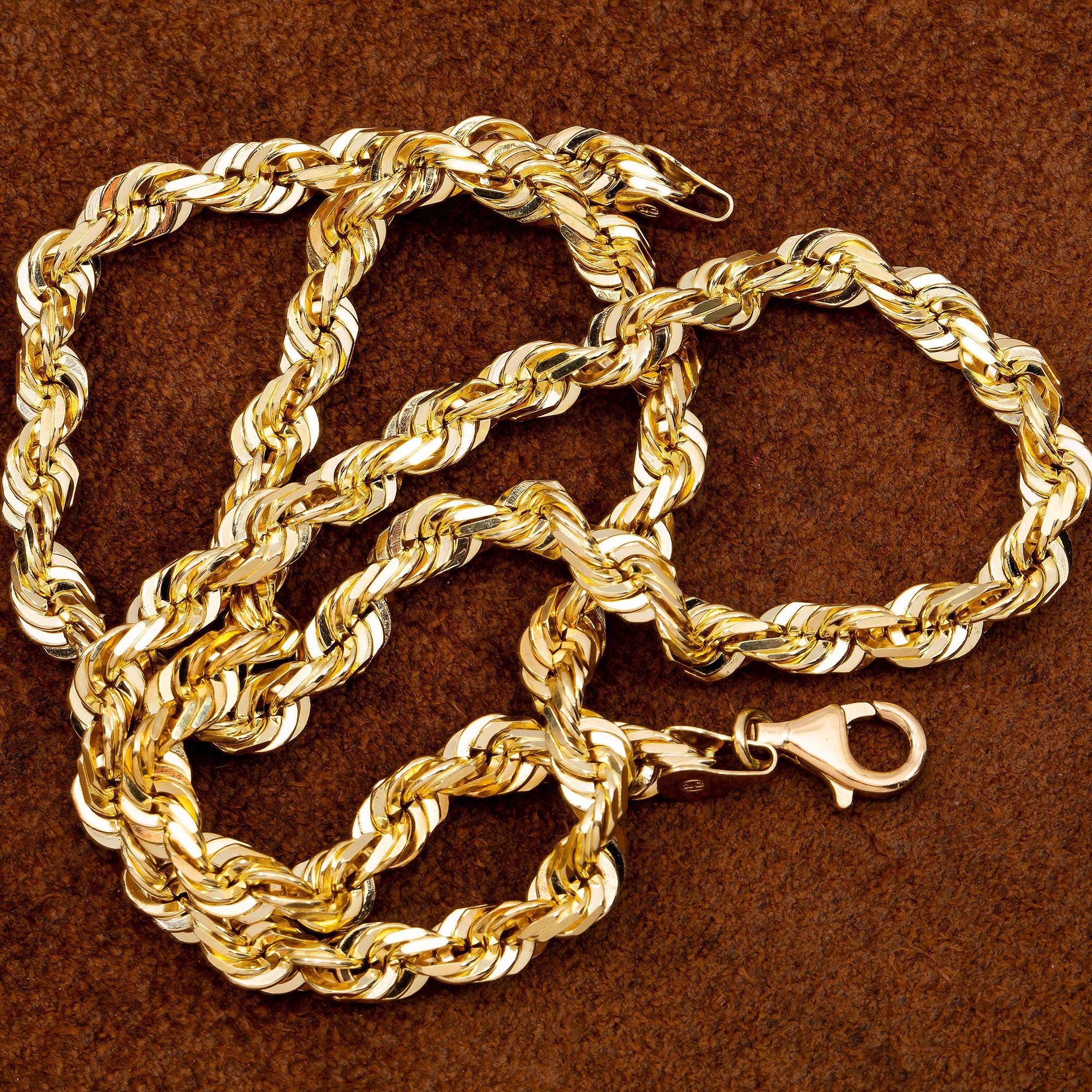 10K Yellow Gold 5.08mm Solid Rope Chain Available In Sizes 18"-26"