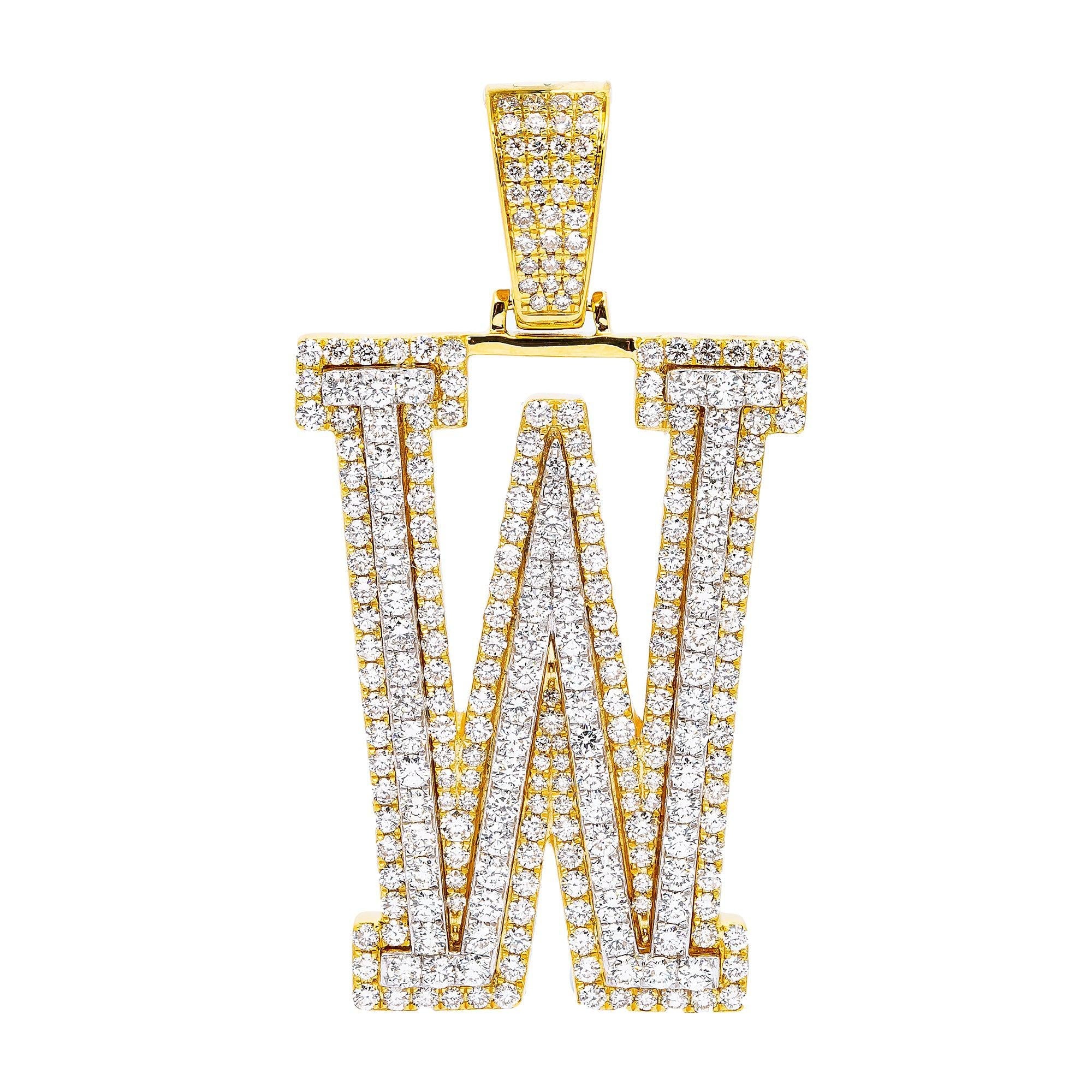 10K YELLOW GOLD LETTER W PENDANT WITH 4.85 CT DIAMONDS