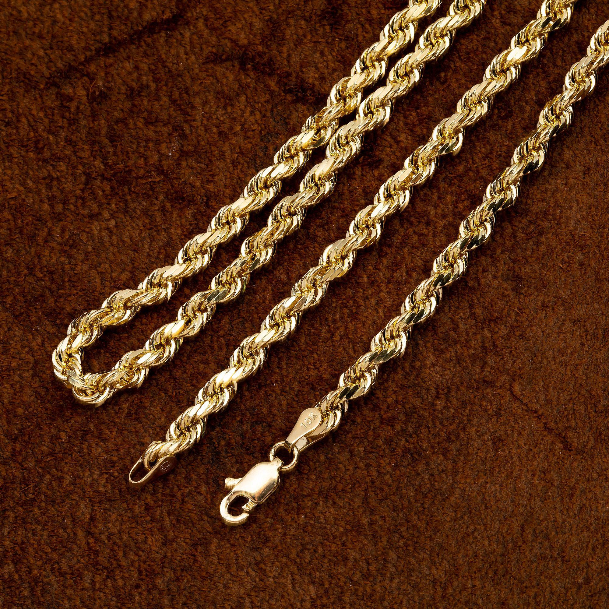 10K Yellow Gold 3.5mm Solid Rope Chain Available In Sizes 18"-26"