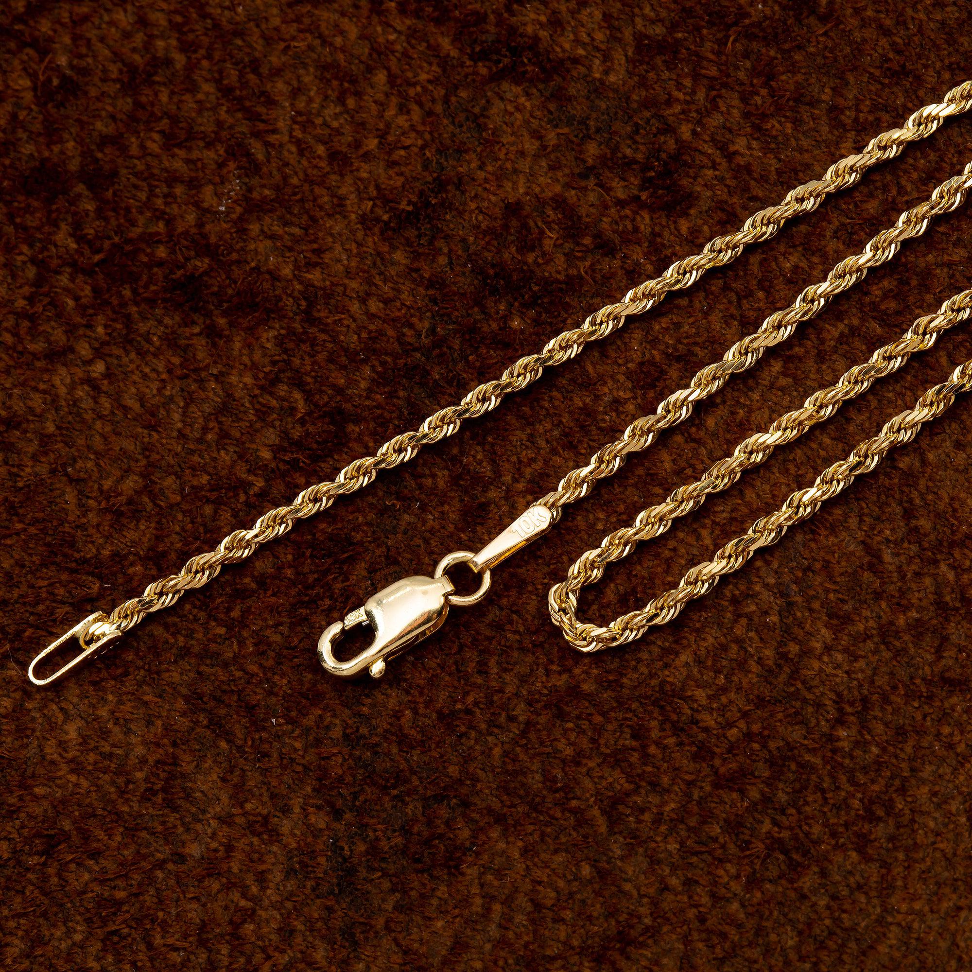 10K Yellow Gold 1.5mm Solid Rope Chain Available In Sizes 16"-26"