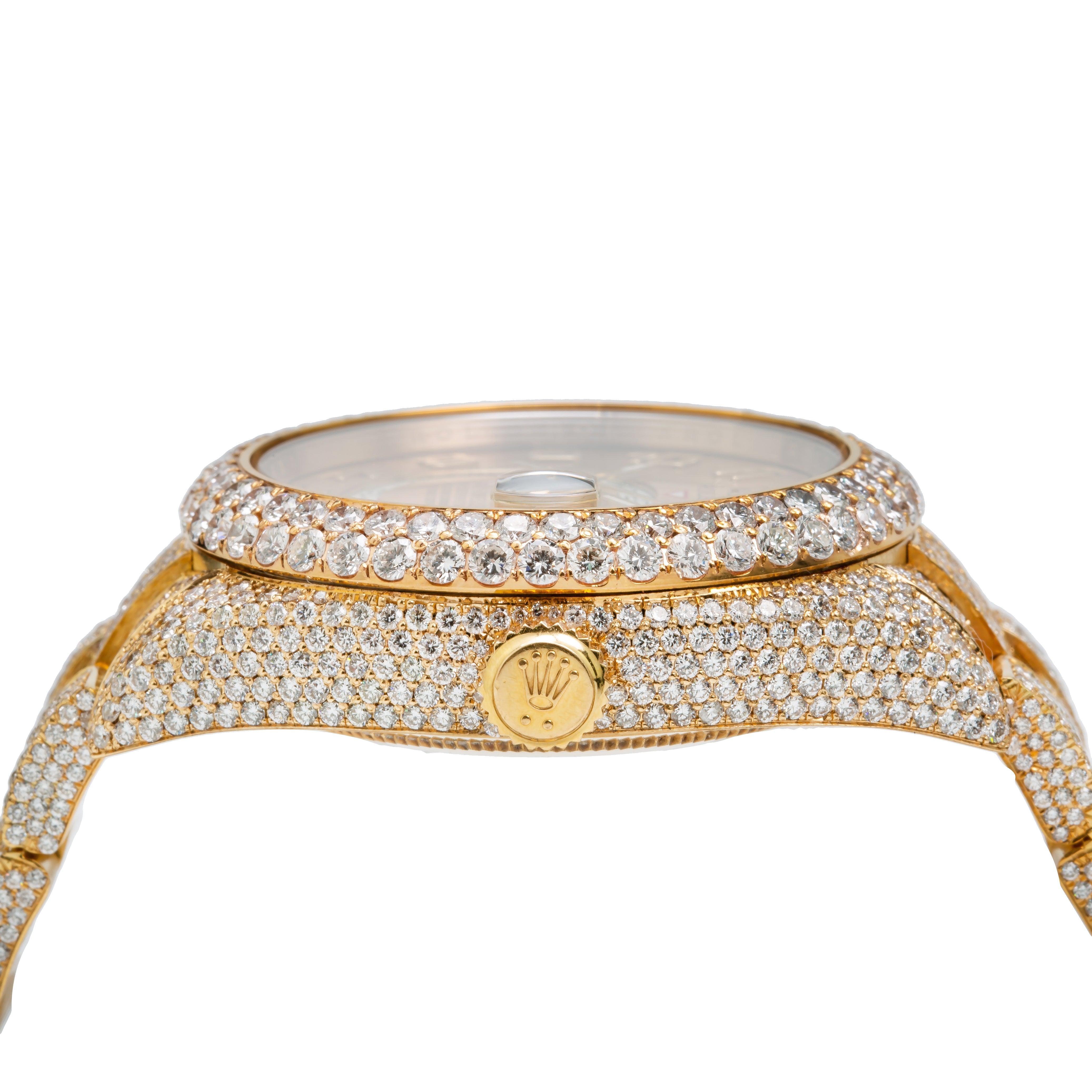 Rolex Sky-Dweller 42MM 326938 Champagne Dial Diamond Bezel Yellow Gold Full Diamond Oyster Bracelet 23.75ct
