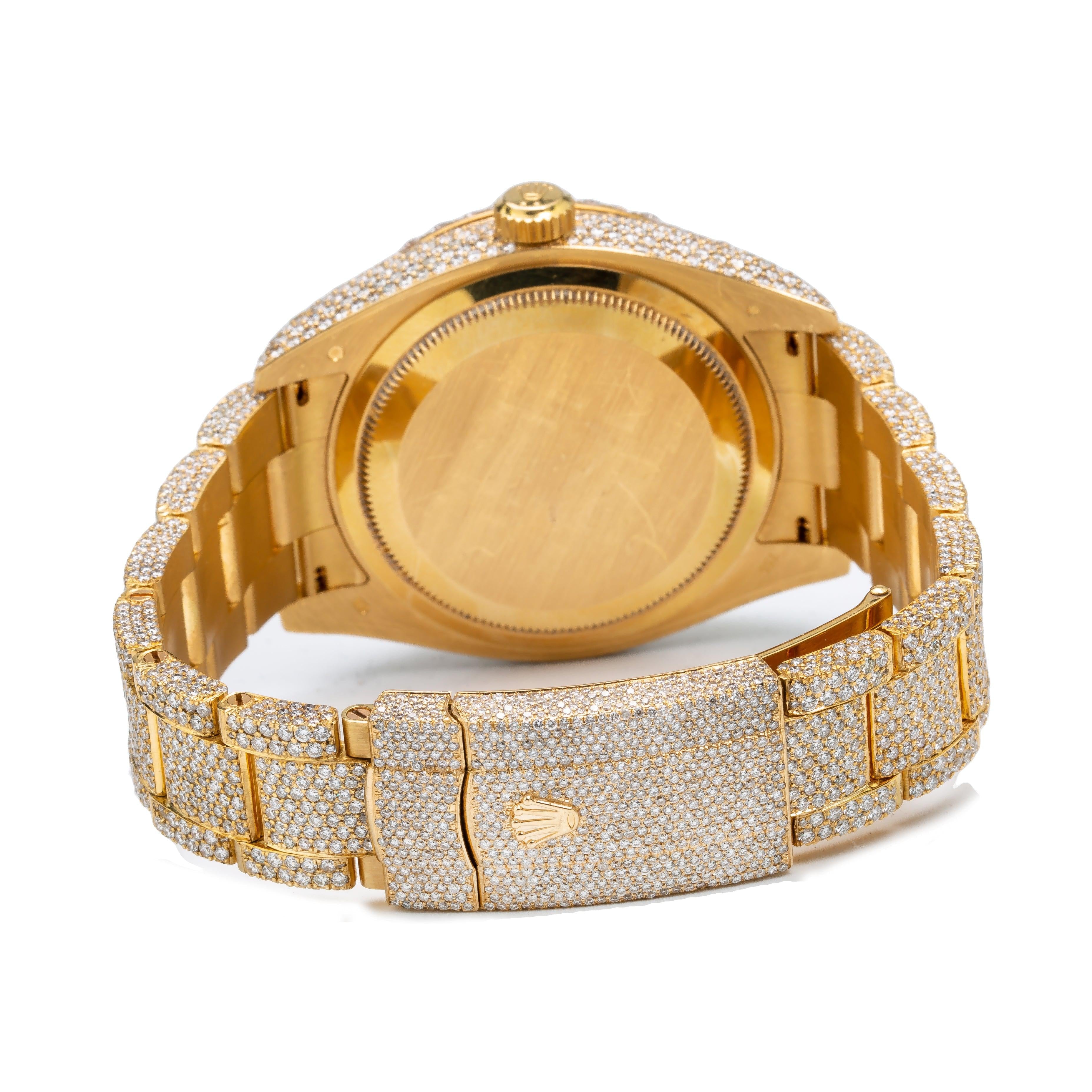Rolex Sky-Dweller 42MM 326938 Champagne Dial Diamond Bezel Yellow Gold Full Diamond Oyster Bracelet 23.75ct