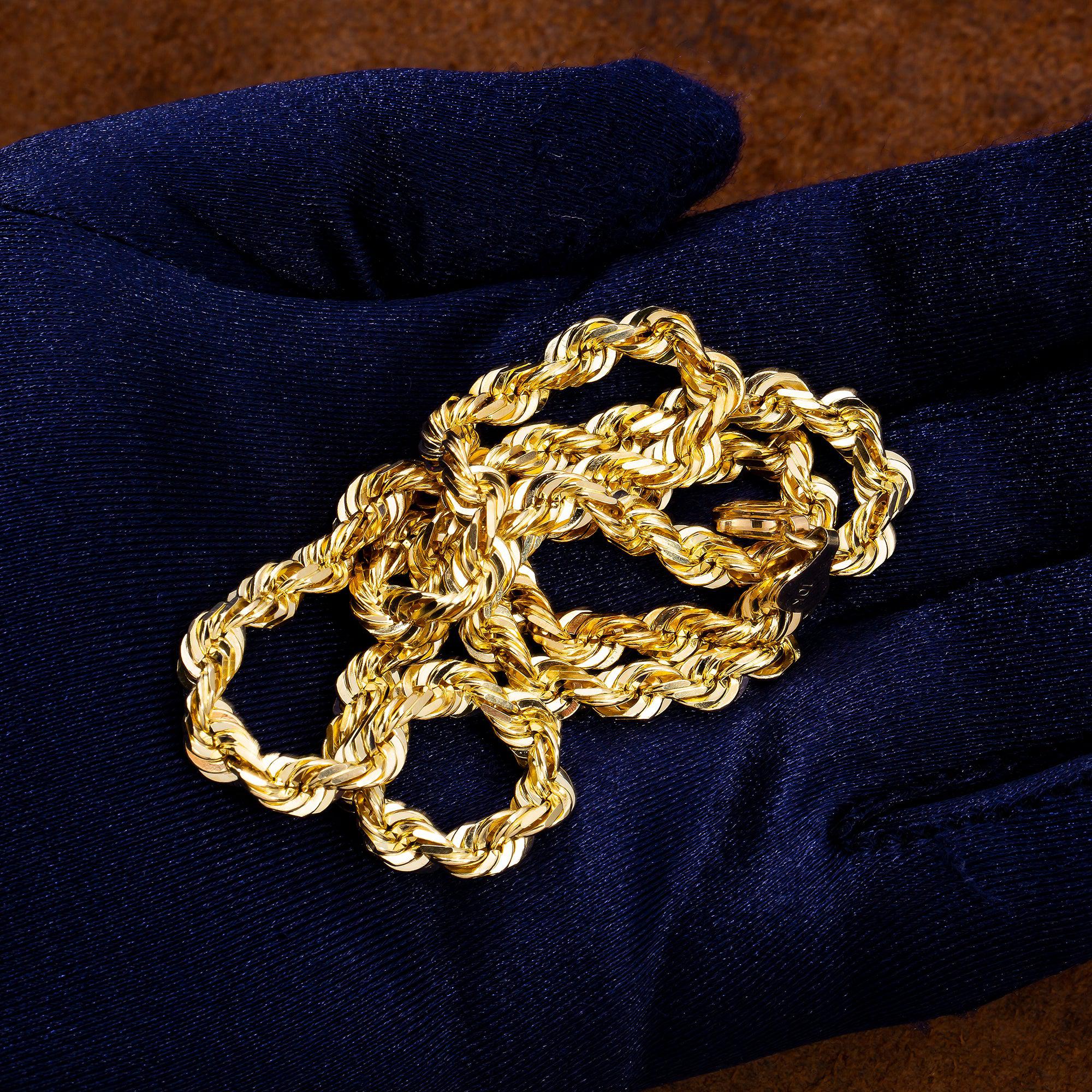 10K Yellow Gold 5.08mm Solid Rope Chain Available In Sizes 18"-26"