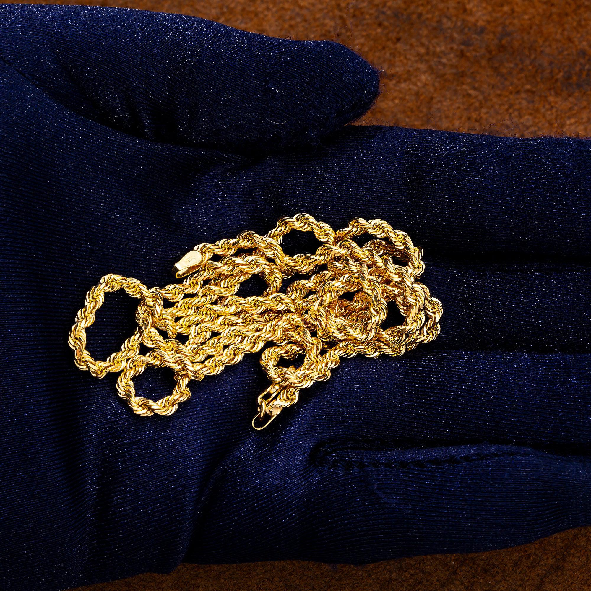 10K Yellow Gold 2.45mm Solid Rope Chain Available In Sizes 18"-26"