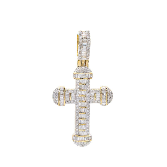 Unisex 14K Yellow Gold Cross Pendant with 0.74 CT Diamonds