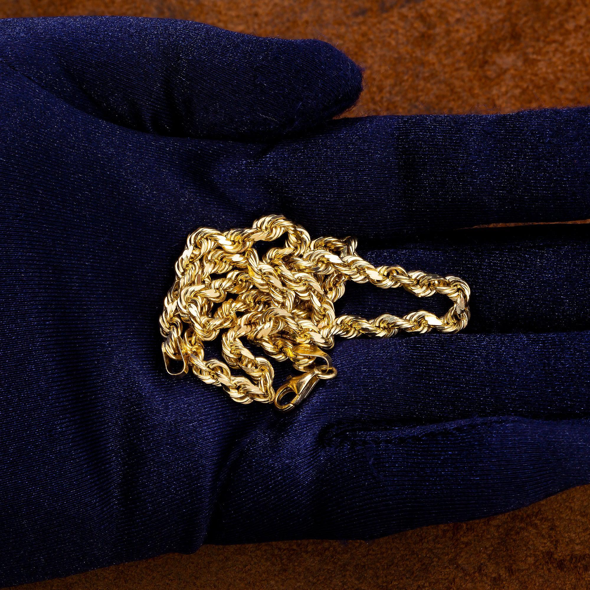 10K Yellow Gold 4.63mm Solid Rope Chain Available In Sizes 16"-26"