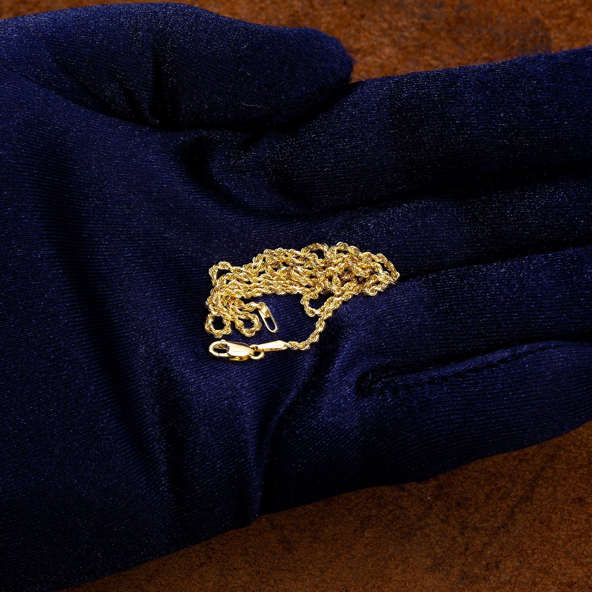 10K Yellow Gold 1.5mm Solid Rope Chain Available In Sizes 16"-26"