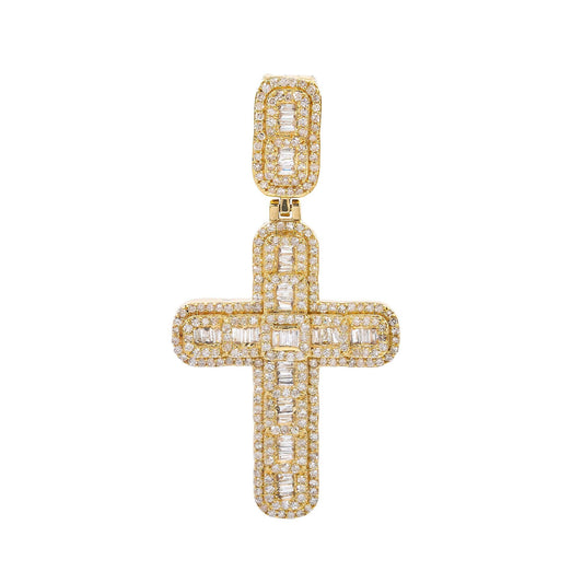 Unisex 14K Yellow Gold Cross Pendant with 1.06 CT Diamonds