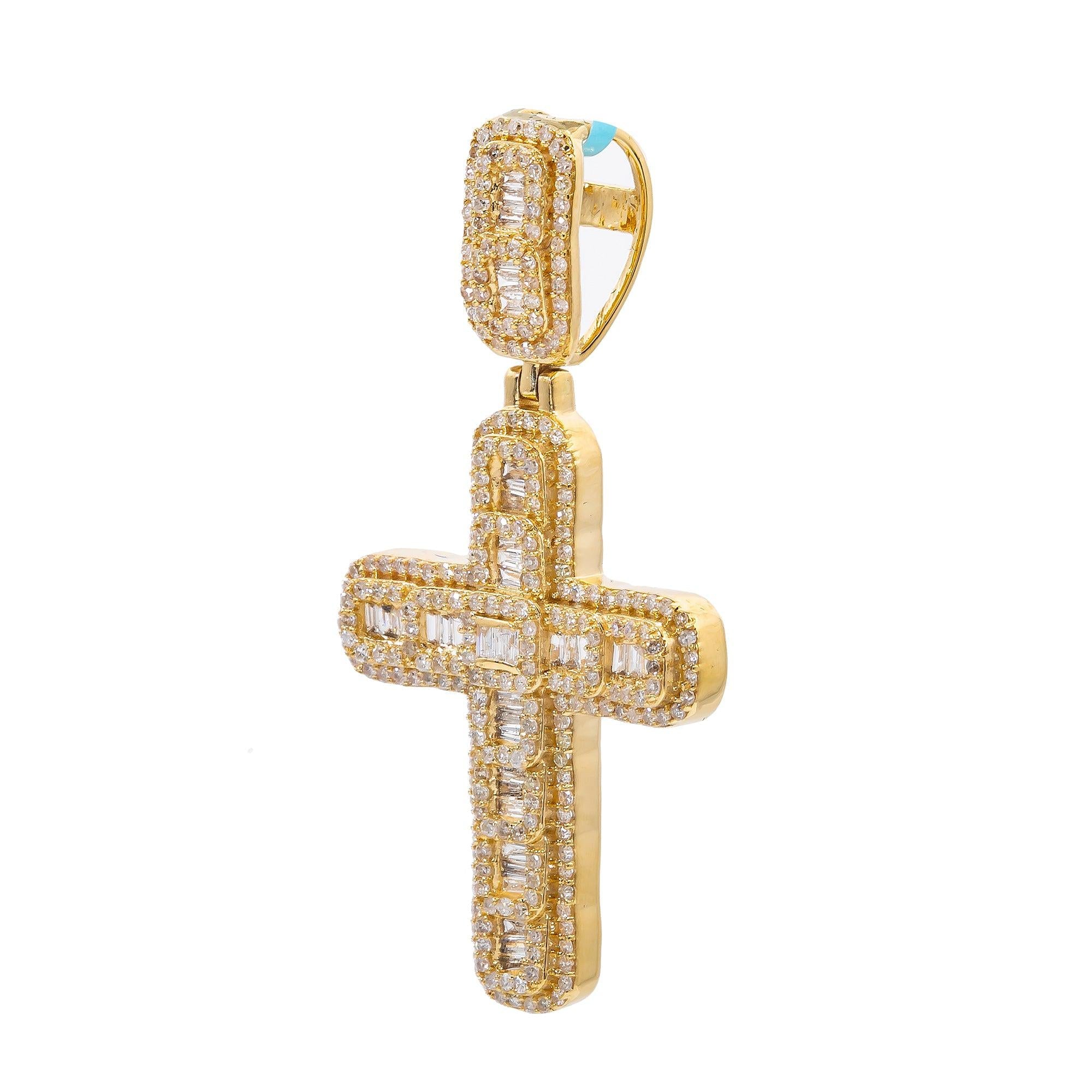 Unisex 14K Yellow Gold Cross Pendant with 1.06 CT Diamonds