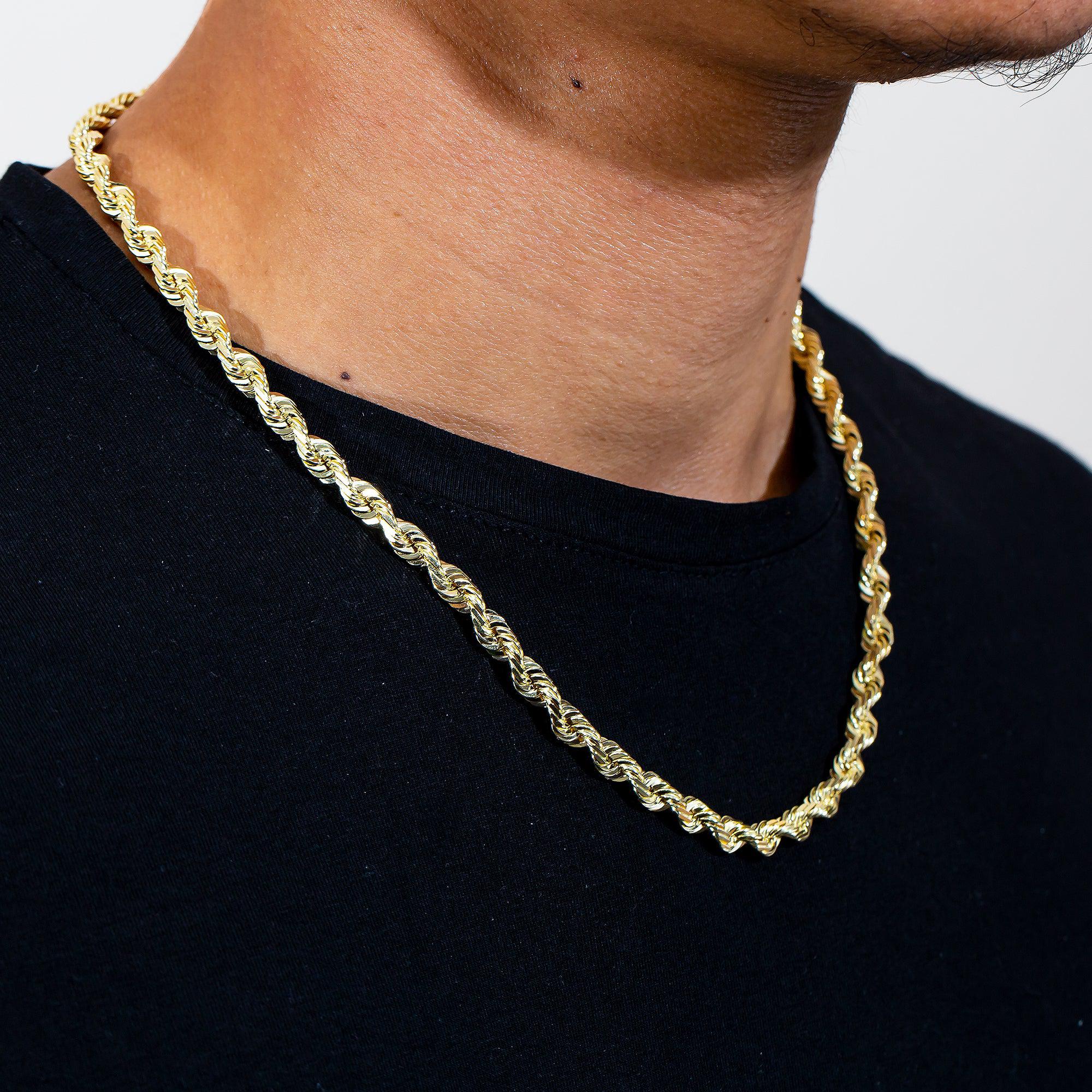 10K Yellow Gold 5.08mm Solid Rope Chain Available In Sizes 18"-26"