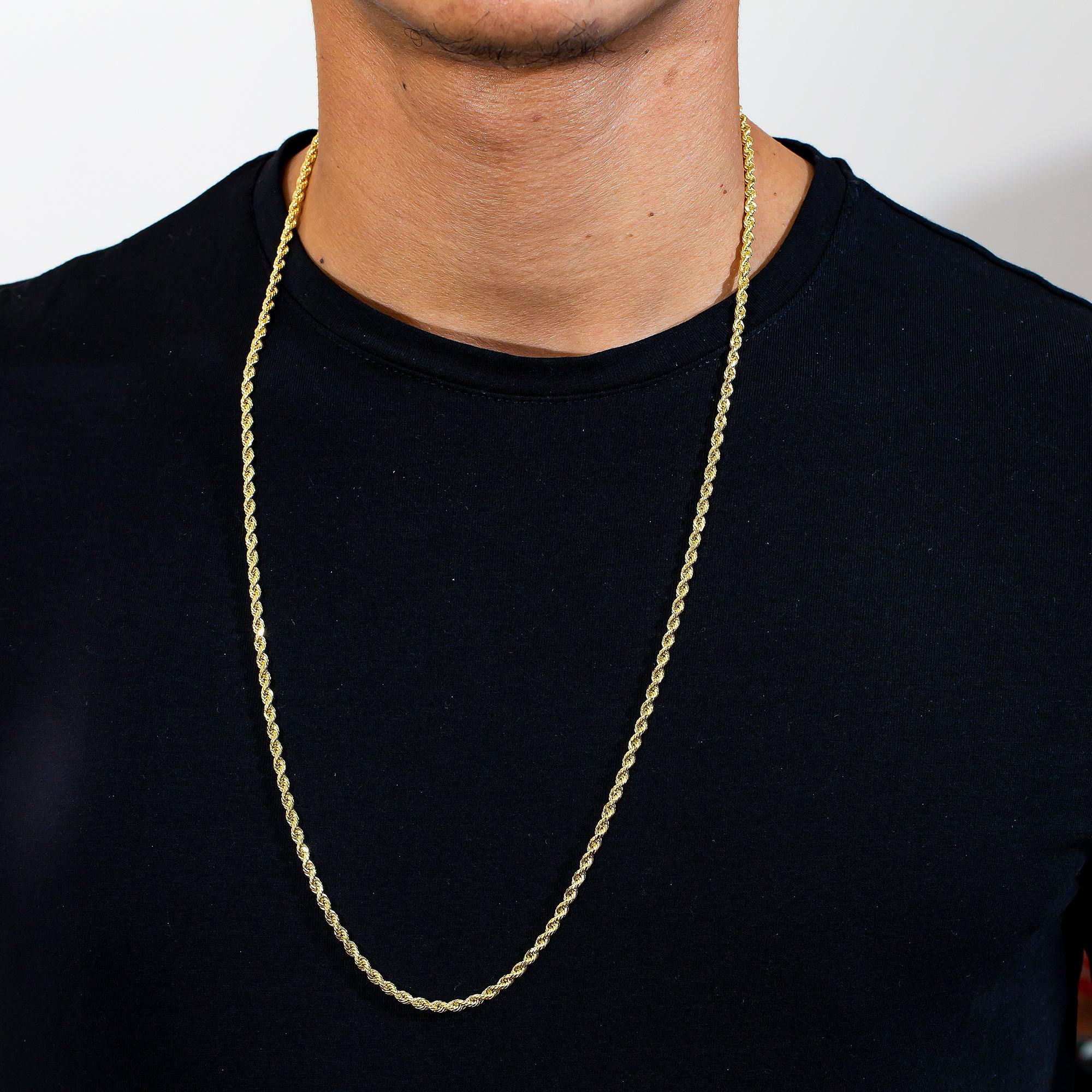 10K Yellow Gold 2.45mm Solid Rope Chain Available In Sizes 18"-26"