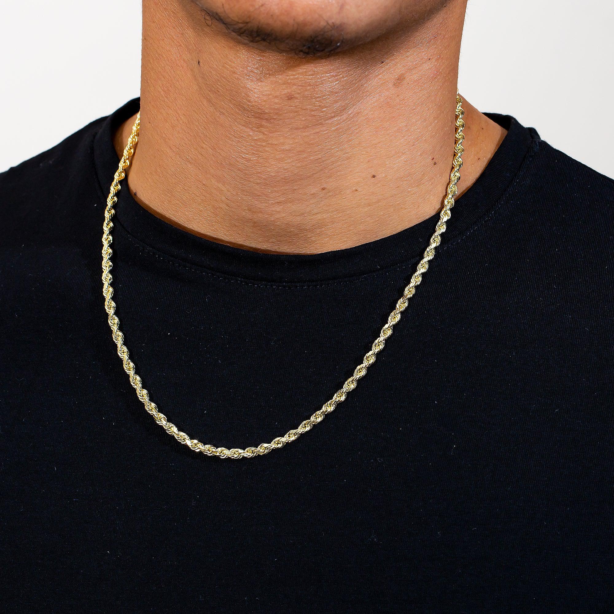 10K Yellow Gold 3.5mm Solid Rope Chain Available In Sizes 18"-26"