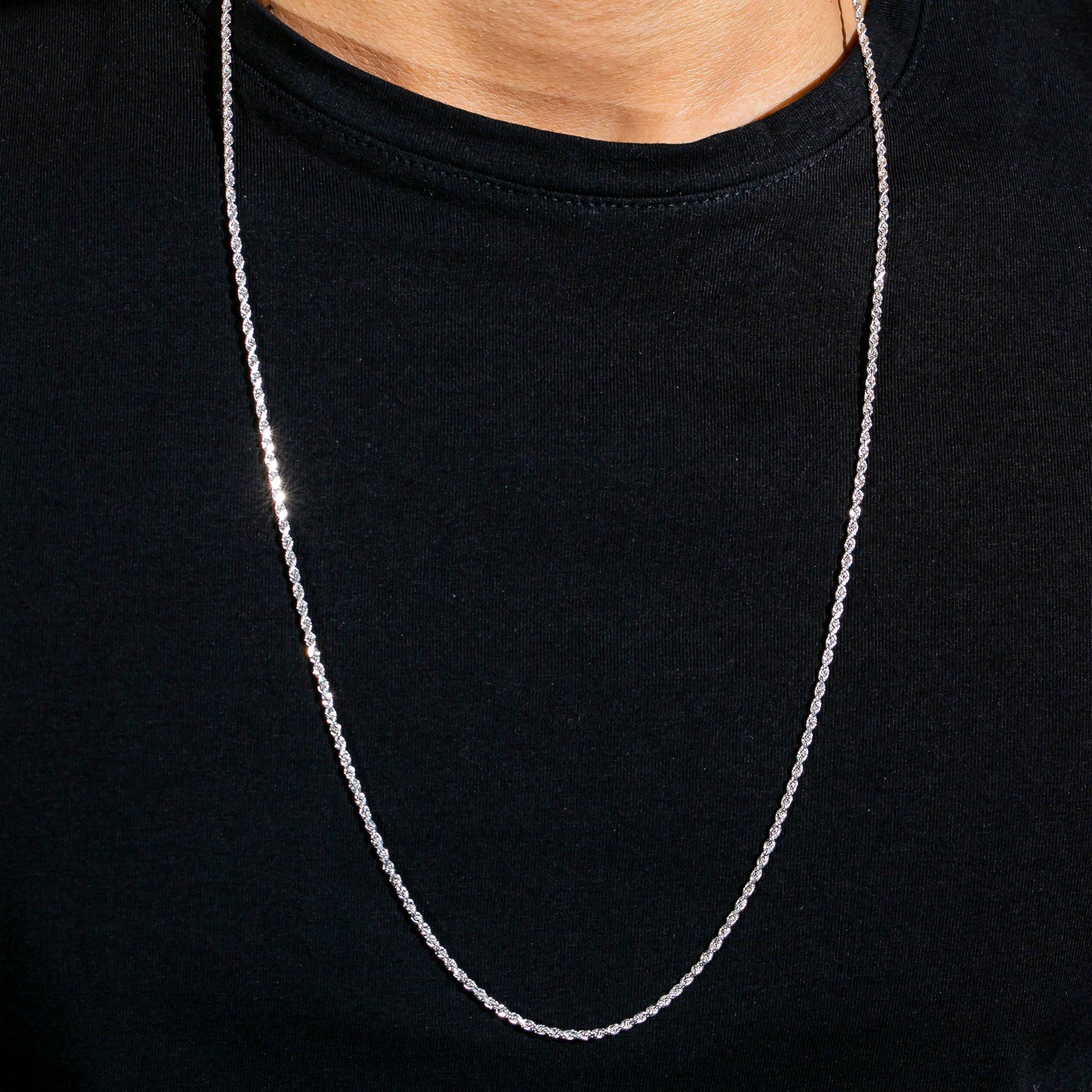 10k White Gold 3mm Solid Rope Laser Chain Available In Sizes 18"-30"