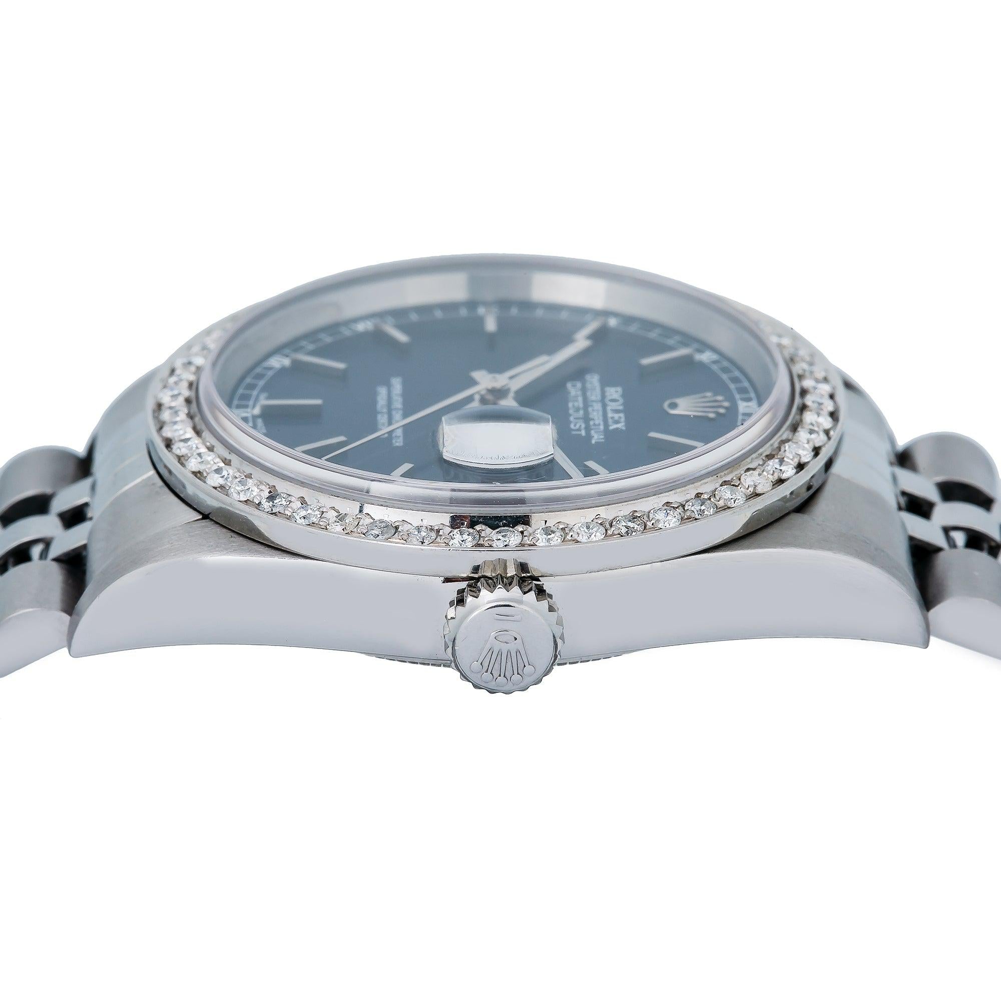 Rolex Datejust 16234 36MM Blue Dial With 1.10 CT Diamonds