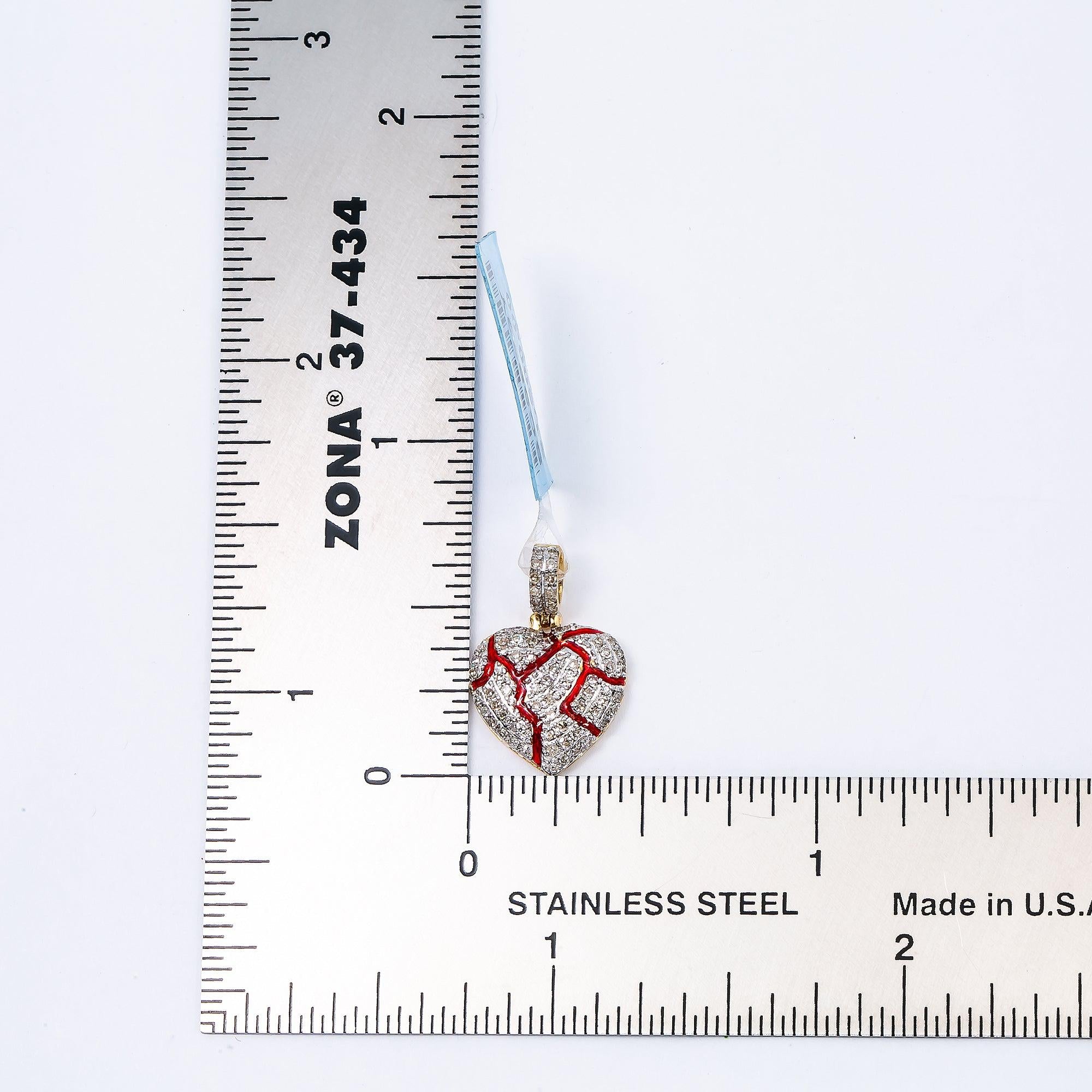 10K YELLOW GOLD BROKEN HEART PENDANT WITH 0.25 CT DIAMONDS