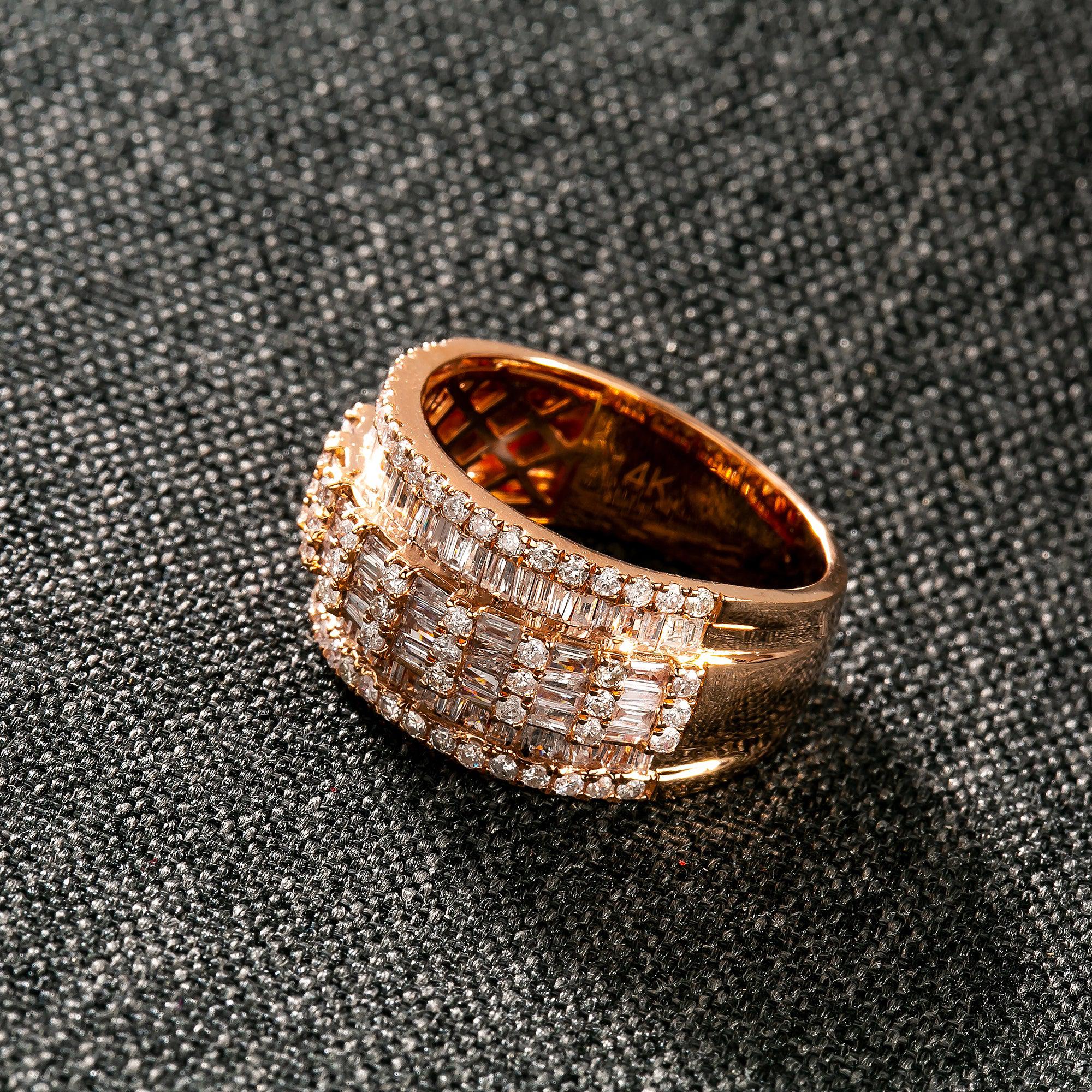 14K GOLD ROUND AND BAGUETTE DIAMOND HALF-BAND RING 2.12 CT