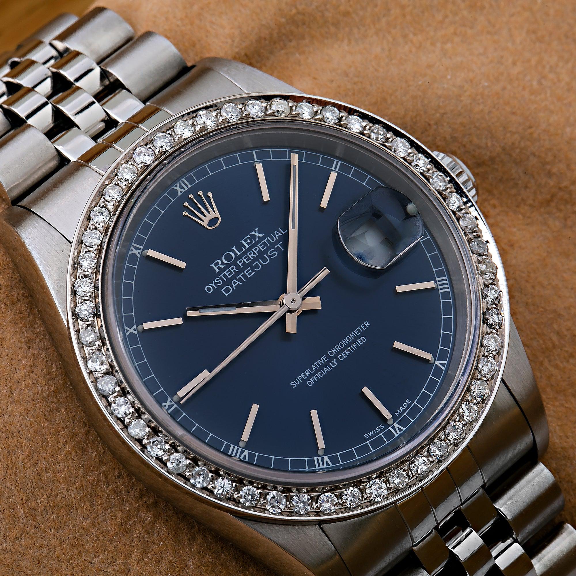 Rolex Datejust 16234 36MM Blue Dial With 1.10 CT Diamonds
