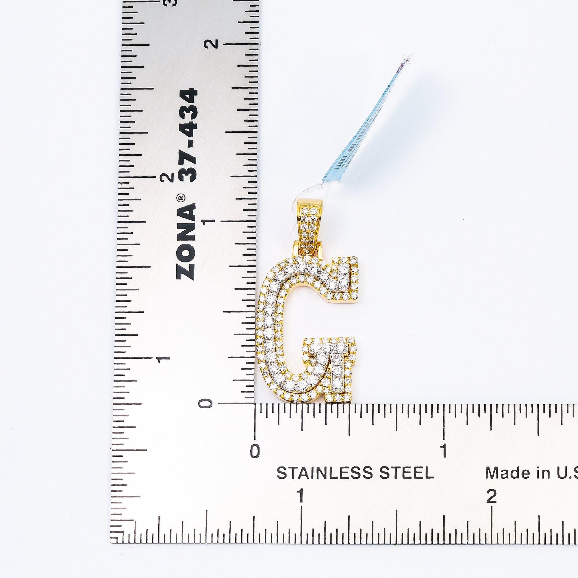 14K YELLOW GOLD LETTER G PENDANT WITH 0.90 CT DIAMONDS