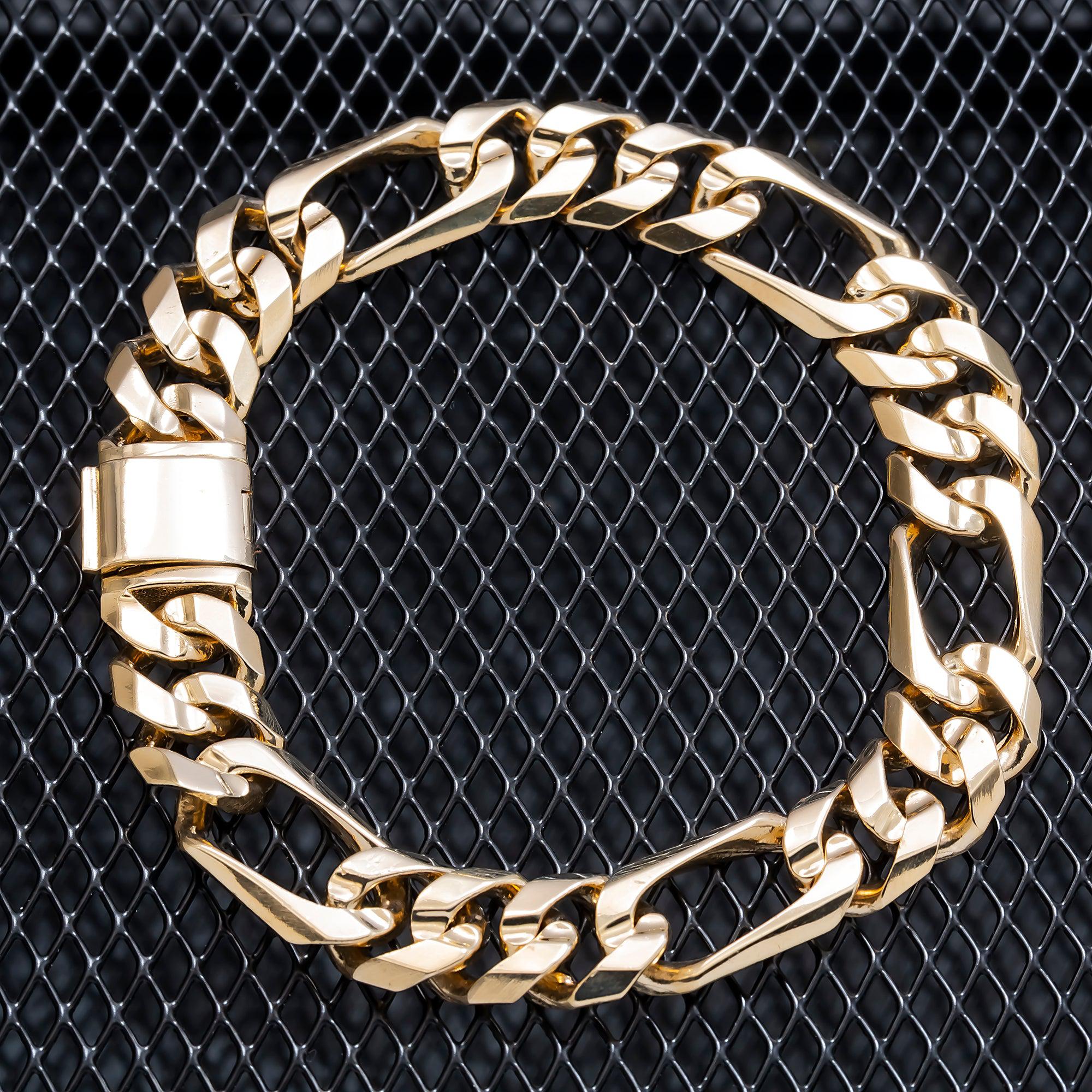 14K GOLD FIGARO CHAIN BRACELET