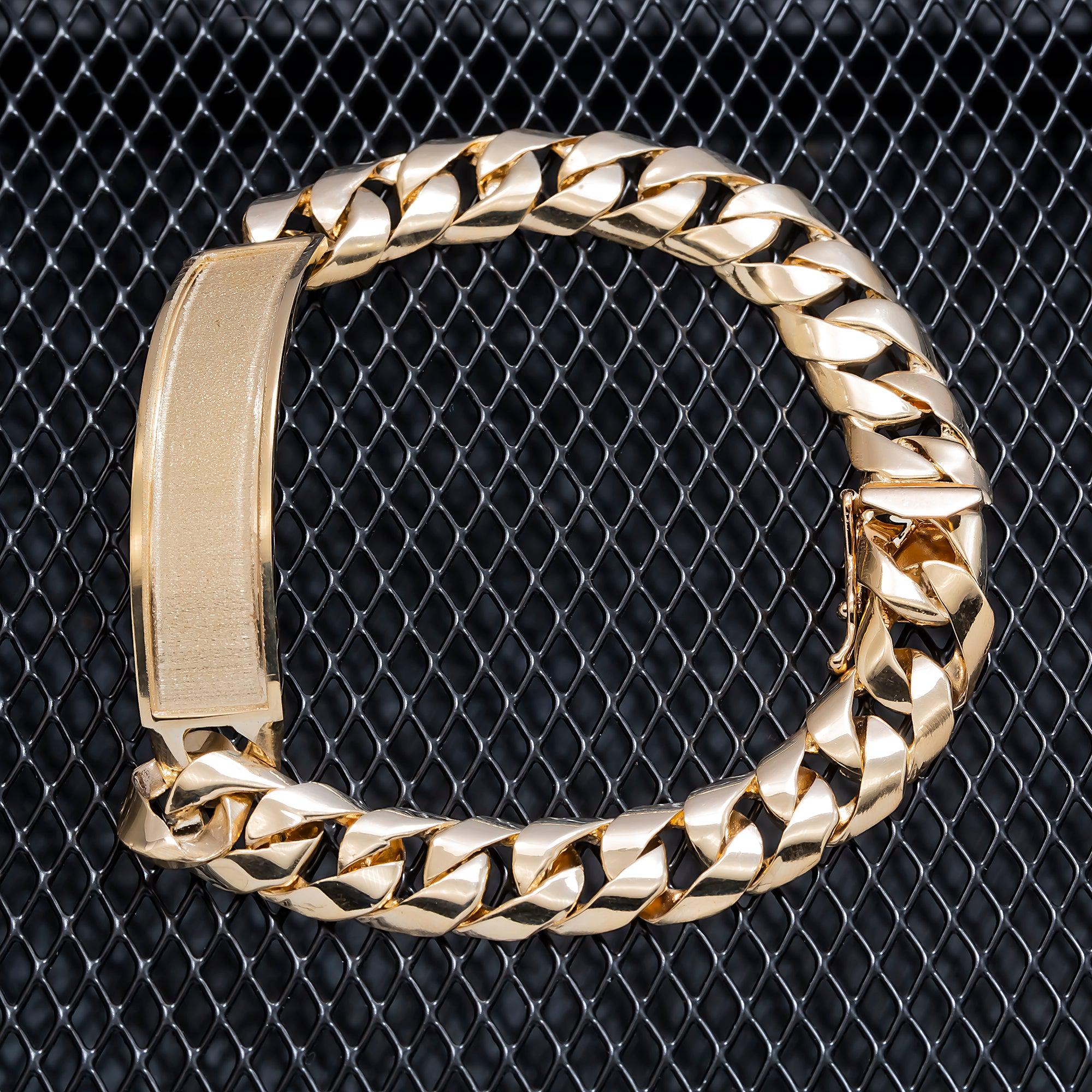 14K GOLD CUBAN LINK ID BRACELET 33.1G