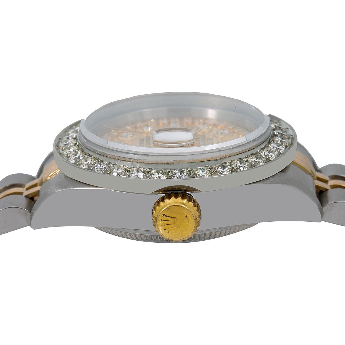 Rolex Datejust Diamond Watch, 69173 26mm, Champagne Diamond Dial With Two Tone Jubilee Bracelet