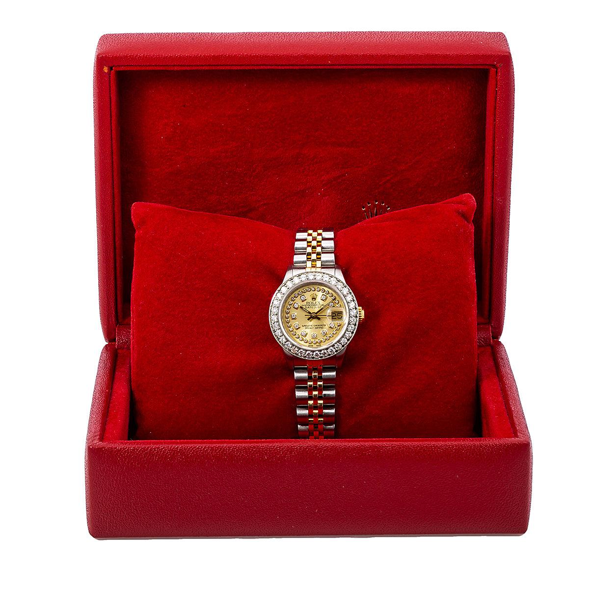 Rolex Datejust Diamond Watch, 69173 26mm, Champagne Diamond Dial With Two Tone Jubilee Bracelet
