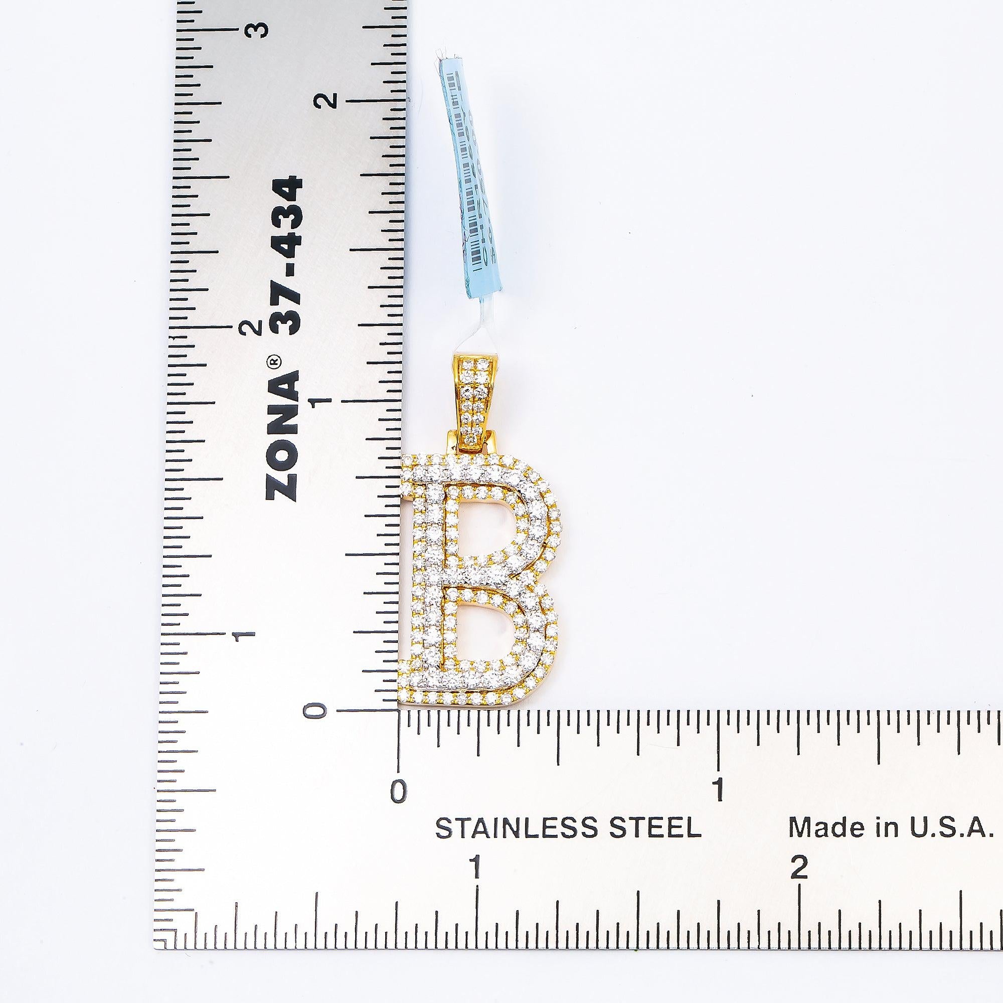 10K YELLOW GOLD DIAMOND LETTER B PENDANT 1.00 CT