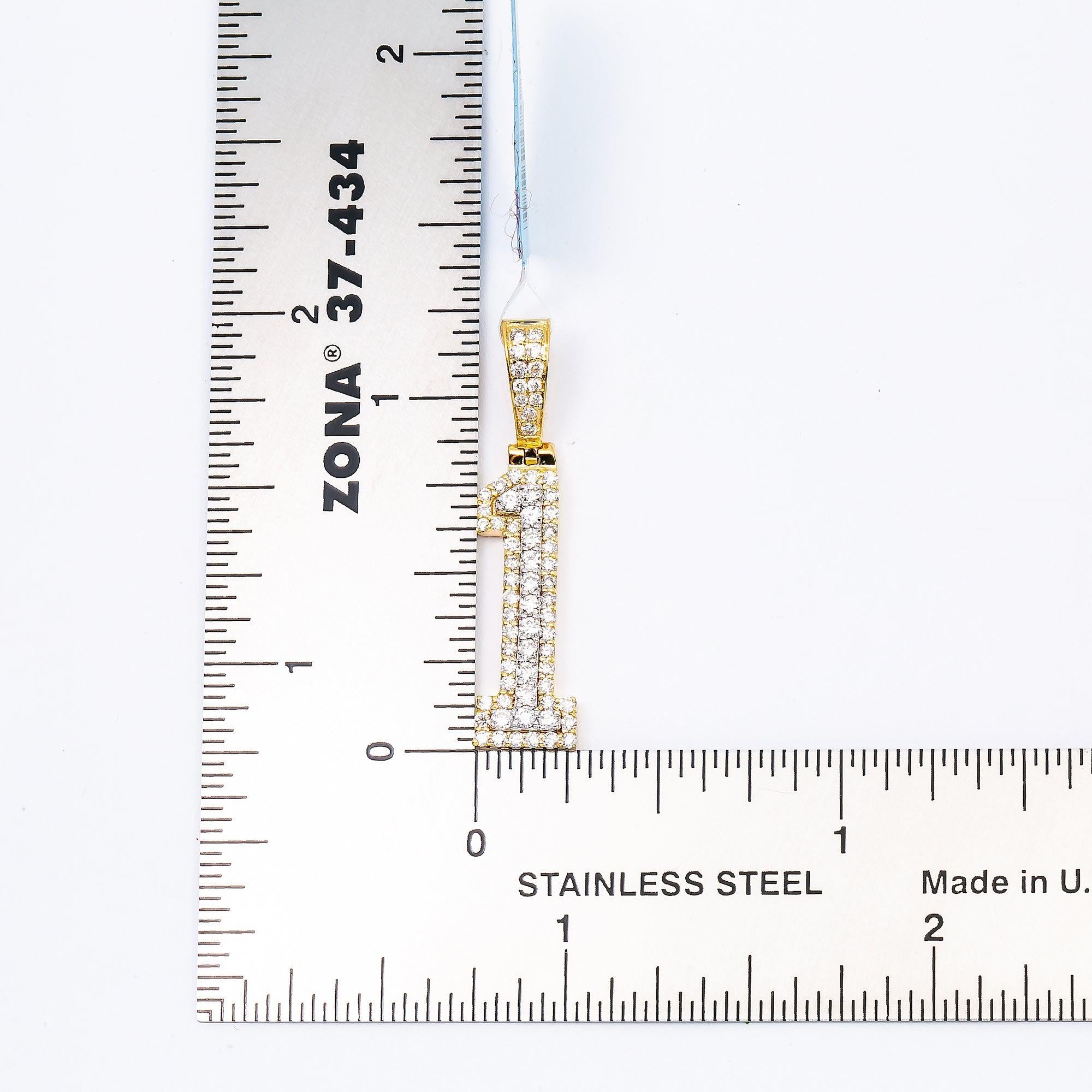 10K YELLOW NUMBER 1 PENDANT WITH 0.55 CT DIAMONDS