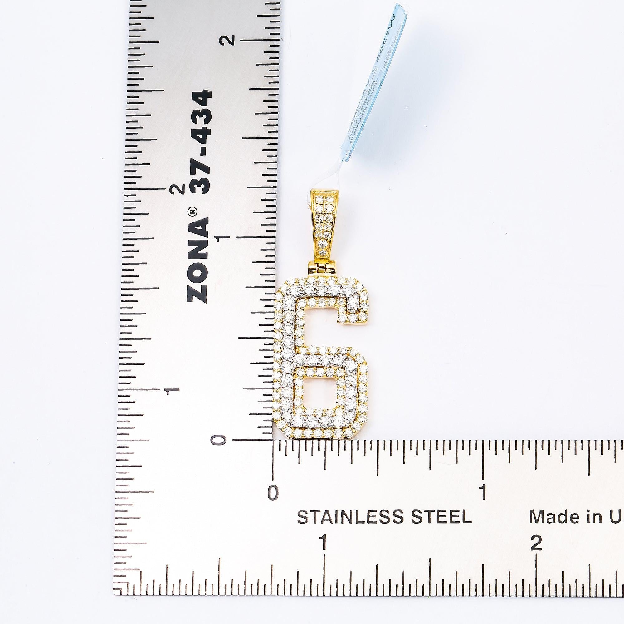 10K YELLOW NUMBER 6 PENDANT WITH 1.00 CT DIAMONDS