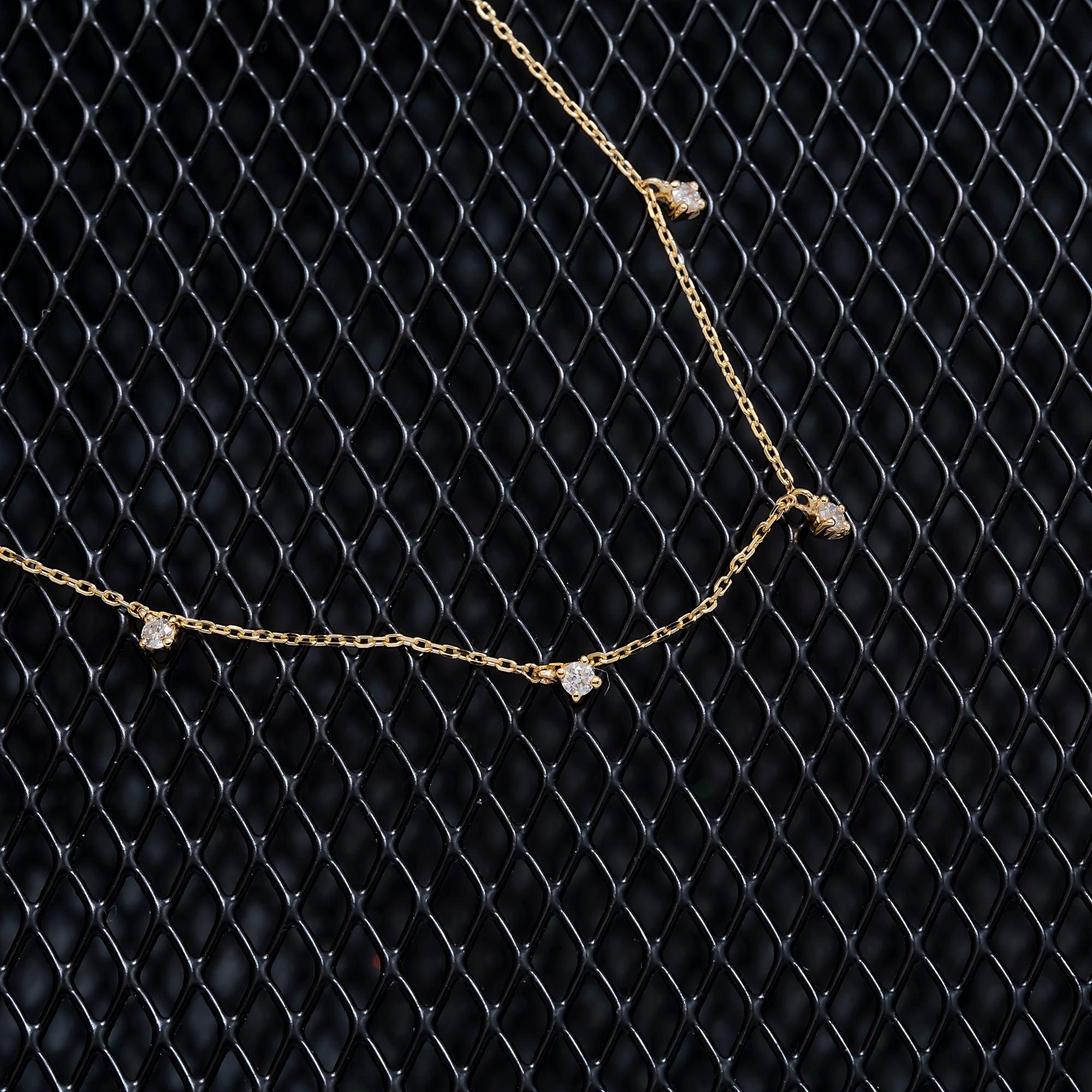 14K GOLD PRONG SET LOOSE DIAMOND NECKLACE 0.30 CT