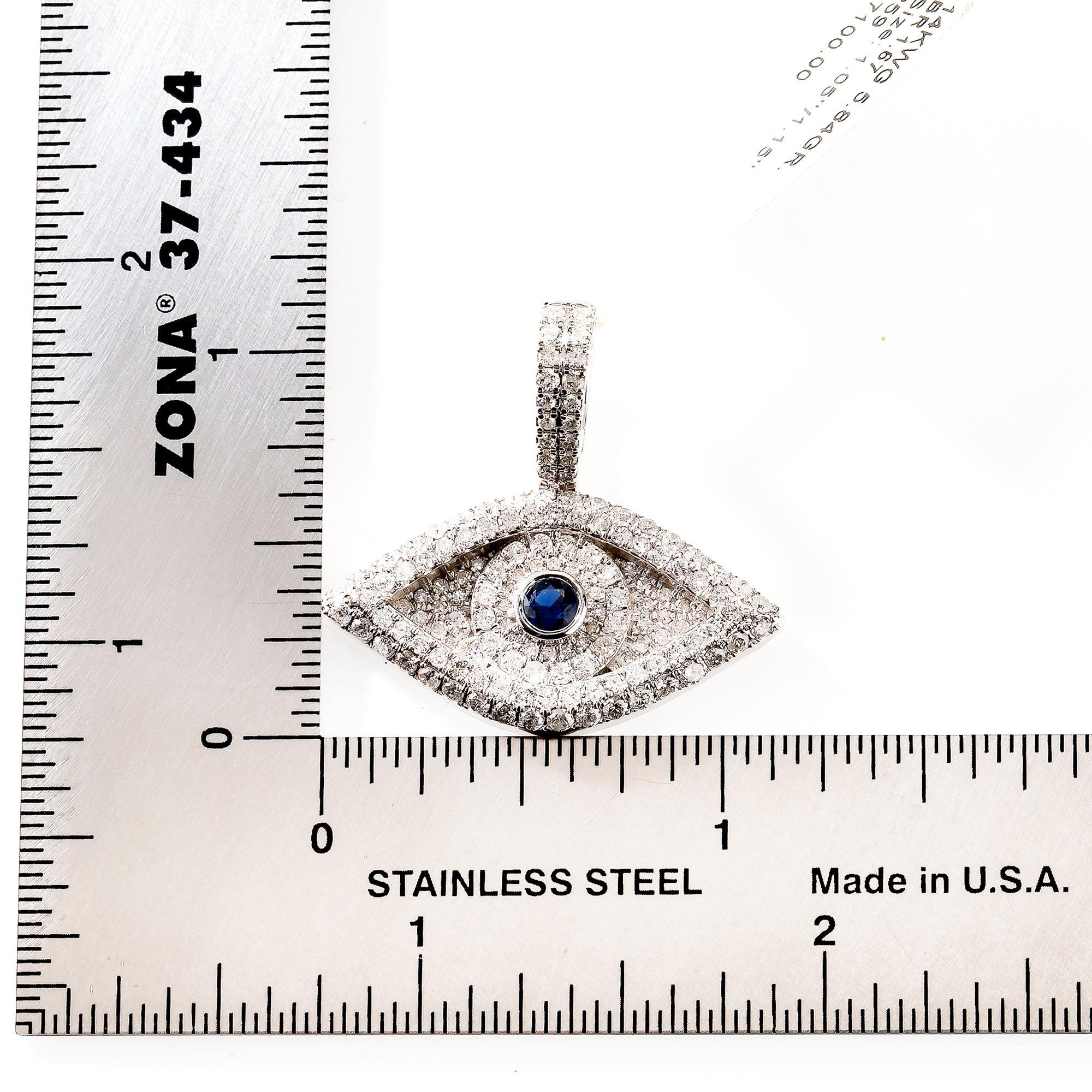 14K WHITE GOLD DIAMOND EVIL EYE PENDANT